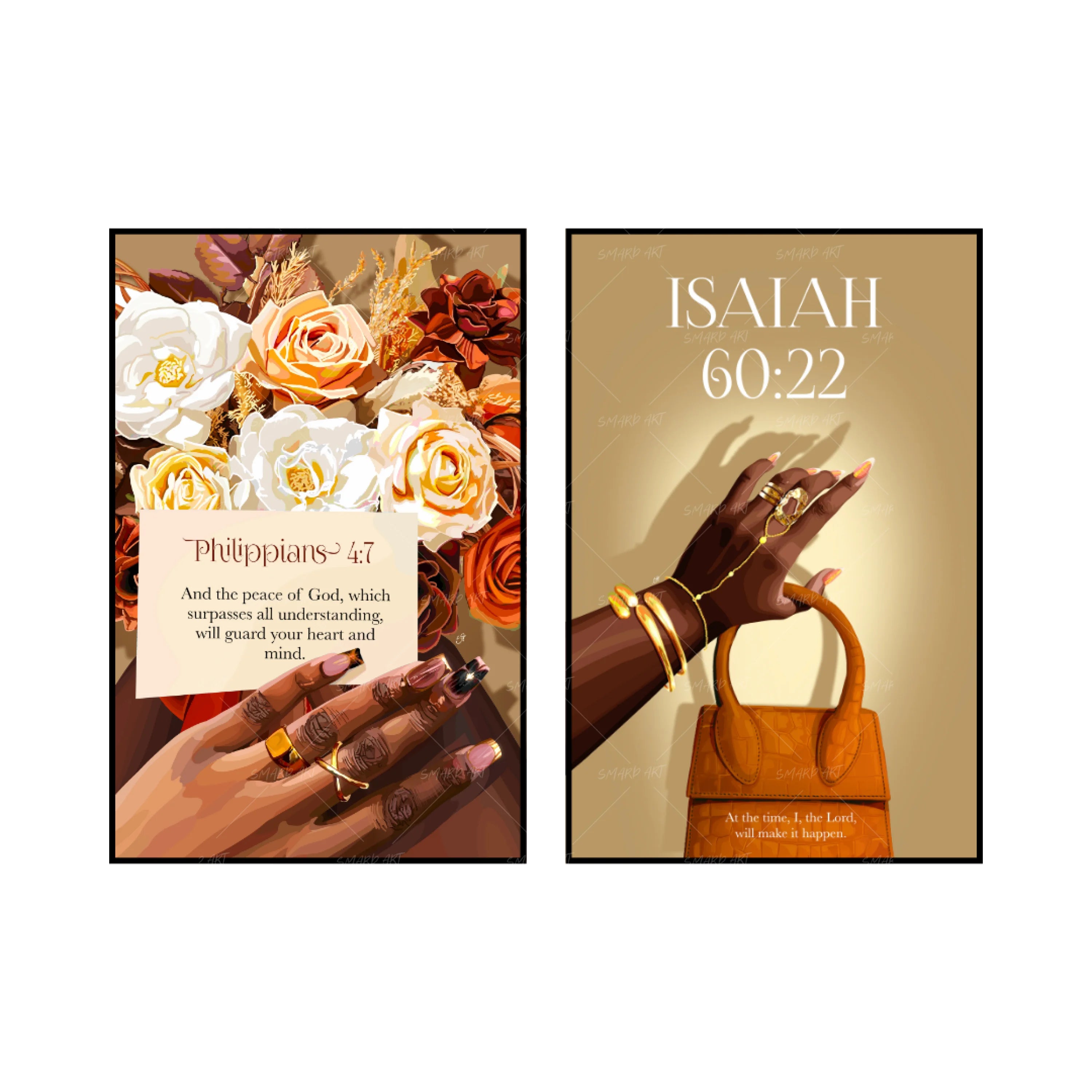 Art Print Bundle : Philippians 4:7 + Isaiah 60:22-Smard