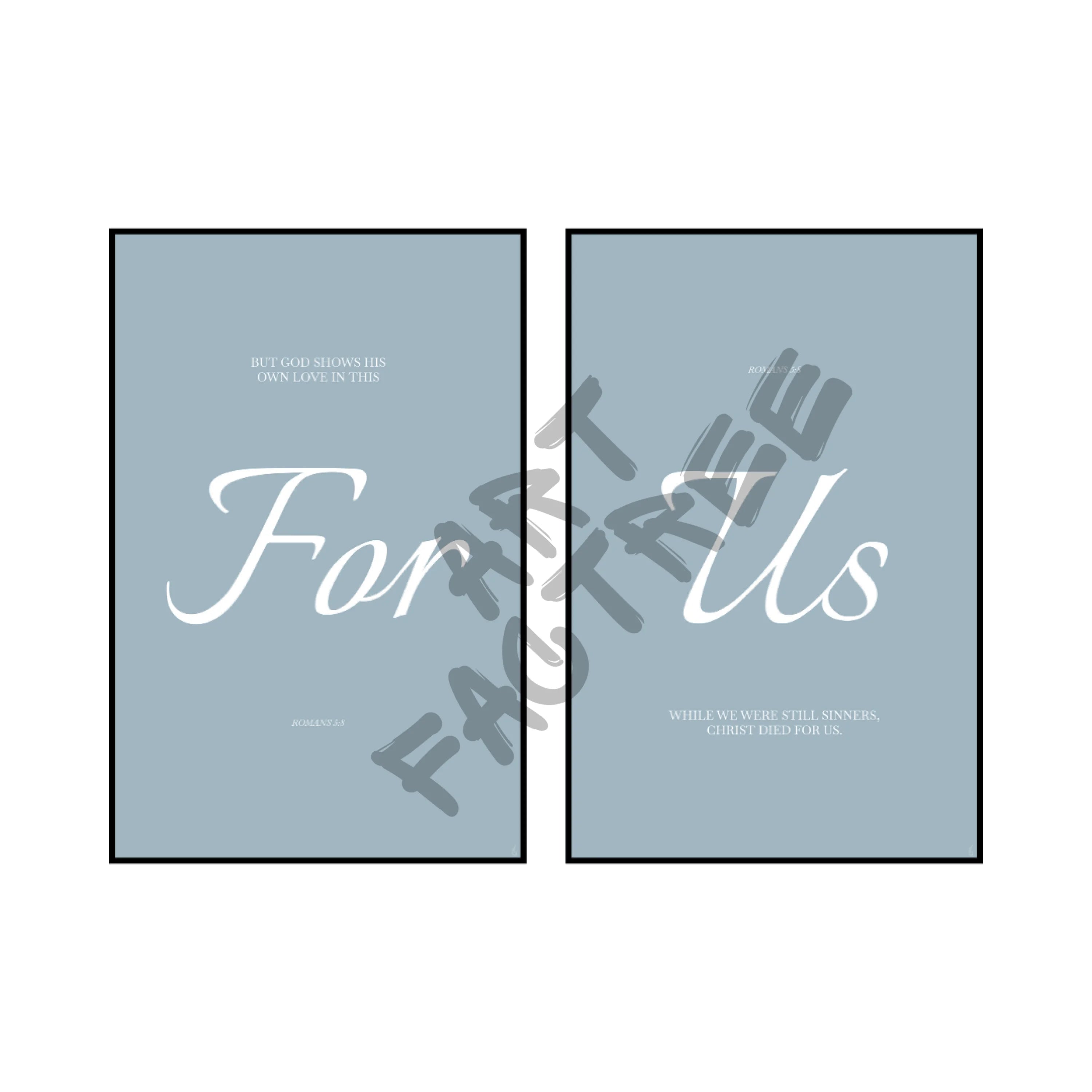 Art Print Bundle : For Us + Romans 5:8-wall art print featuring decorative artistic design suitable for living rooms, offices, and schools by SmardArt. Elevate your space with Black wall art that speaks to culture, identity, and creativity. At Smard, we celebrate artistry made with melanin, bringing powerful and inspiring designs to life.