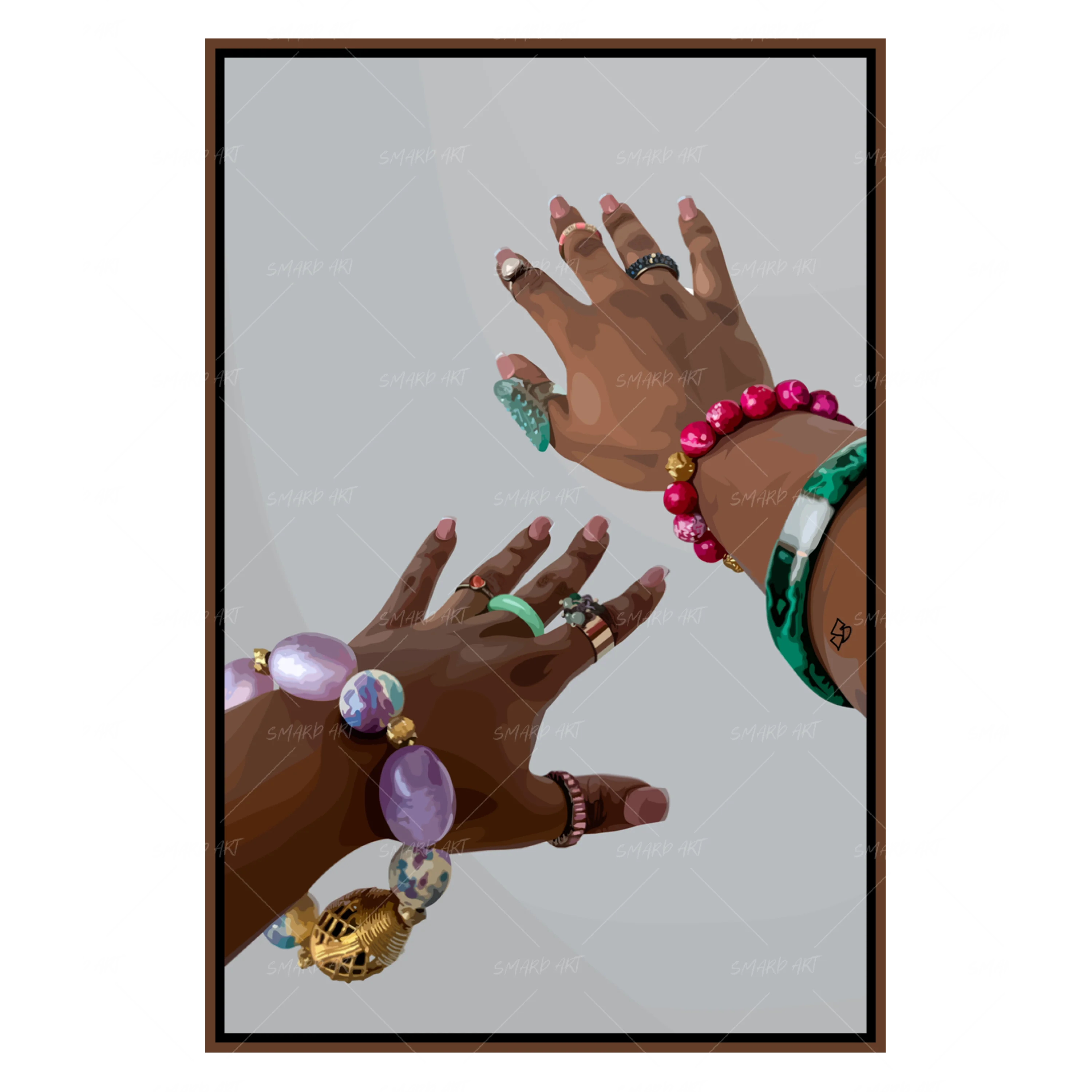 Colourful Jewels I (Grey Background)-Smard