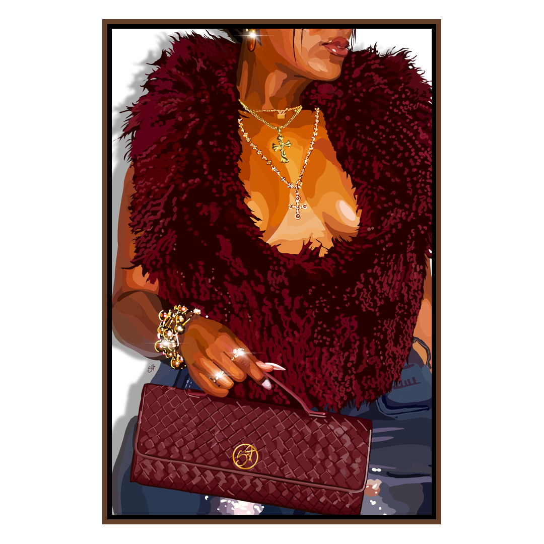 Crimson Chic-wall art print featuring decorative artistic design suitable for living rooms, offices, and schools by SmardArt. Elevate your space with Black wall art that speaks to culture, identity, and creativity. At Smard, we celebrate artistry made with melanin, bringing powerful and inspiring designs to life.
