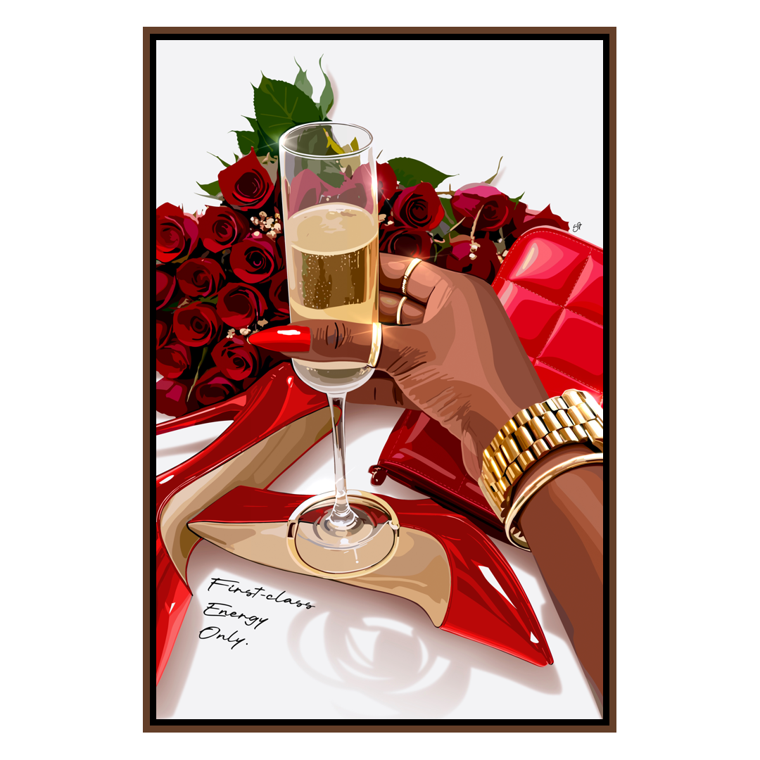 First-Class Energy Only-wall art print featuring decorative artistic design suitable for living rooms, offices, and schools by SmardArt. Elevate your space with Black wall art that speaks to culture, identity, and creativity. At Smard, we celebrate artistry made with melanin, bringing powerful and inspiring designs to life.