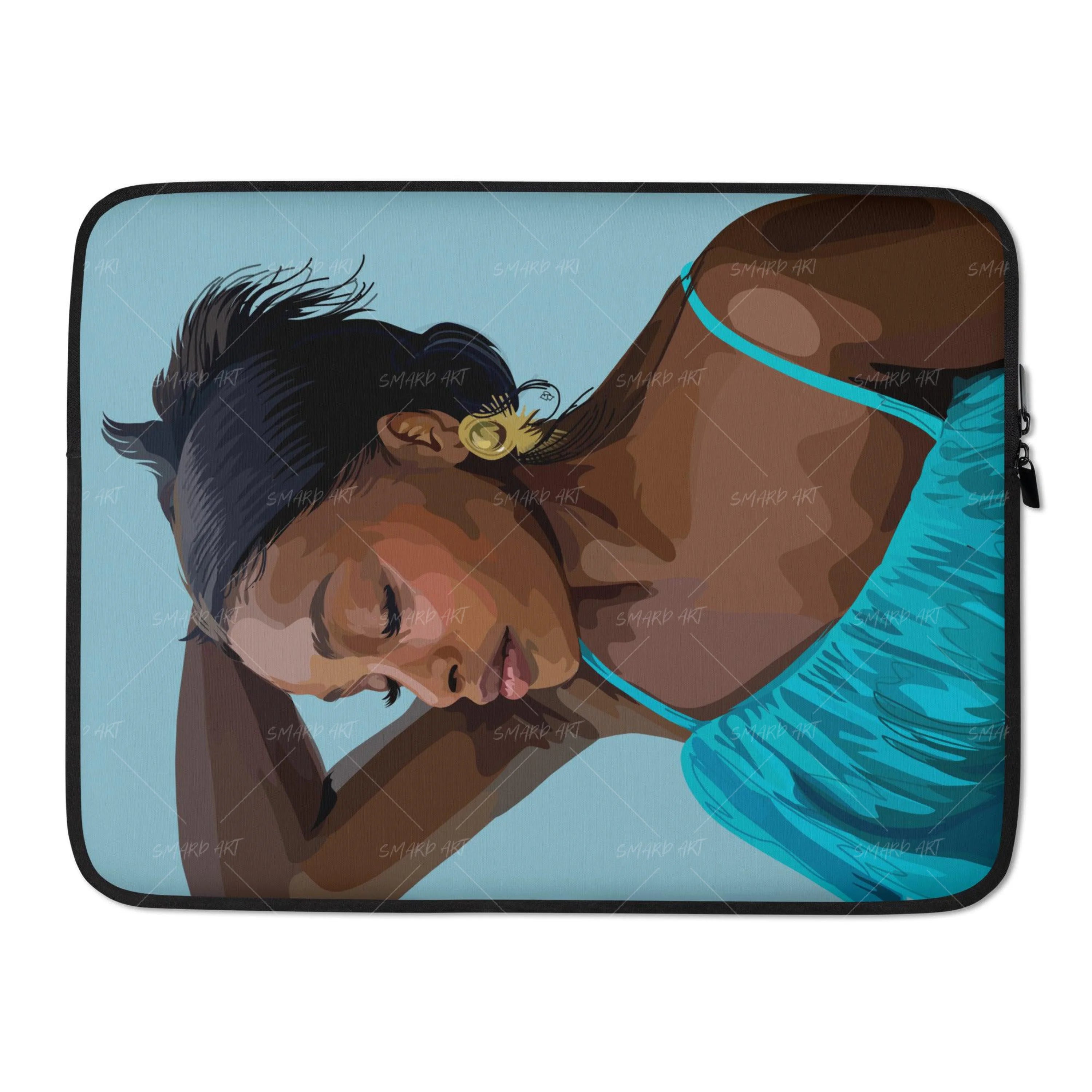 Bby Blue Laptop Sleeve-wall art print featuring decorative artistic design suitable for living rooms, offices, and schools by SmardArt. Elevate your space with Black wall art that speaks to culture, identity, and creativity. At Smard, we celebrate artistry made with melanin, bringing powerful and inspiring designs to life.
