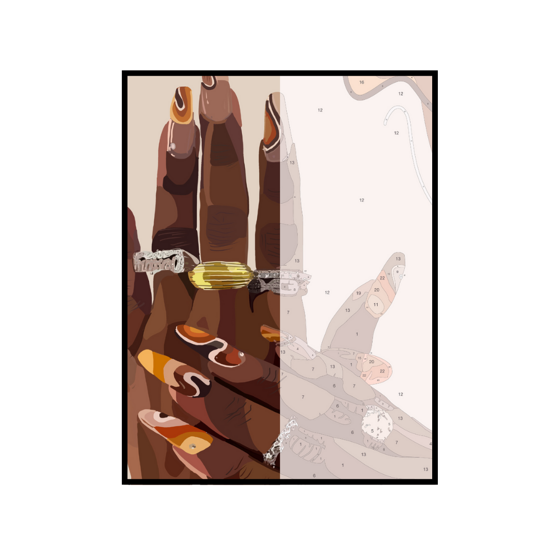 Specialty Kit : Nails Done II-wall art print featuring decorative artistic design suitable for living rooms, offices, and schools by SmardArt. Elevate your space with Black wall art that speaks to culture, identity, and creativity. At Smard, we celebrate artistry made with melanin, bringing powerful and inspiring designs to life.