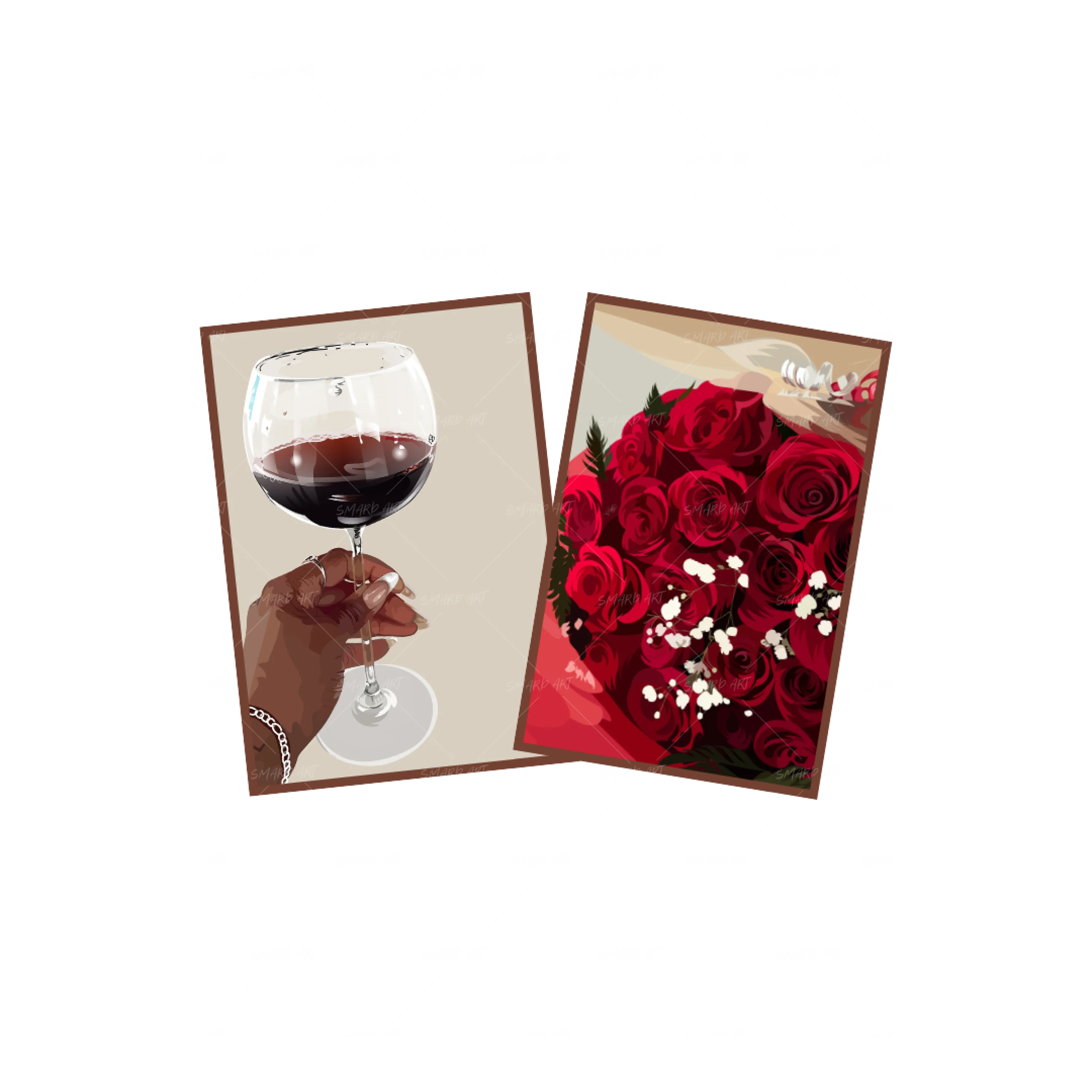 Art Print Bundle : Red Wine + Red Roses