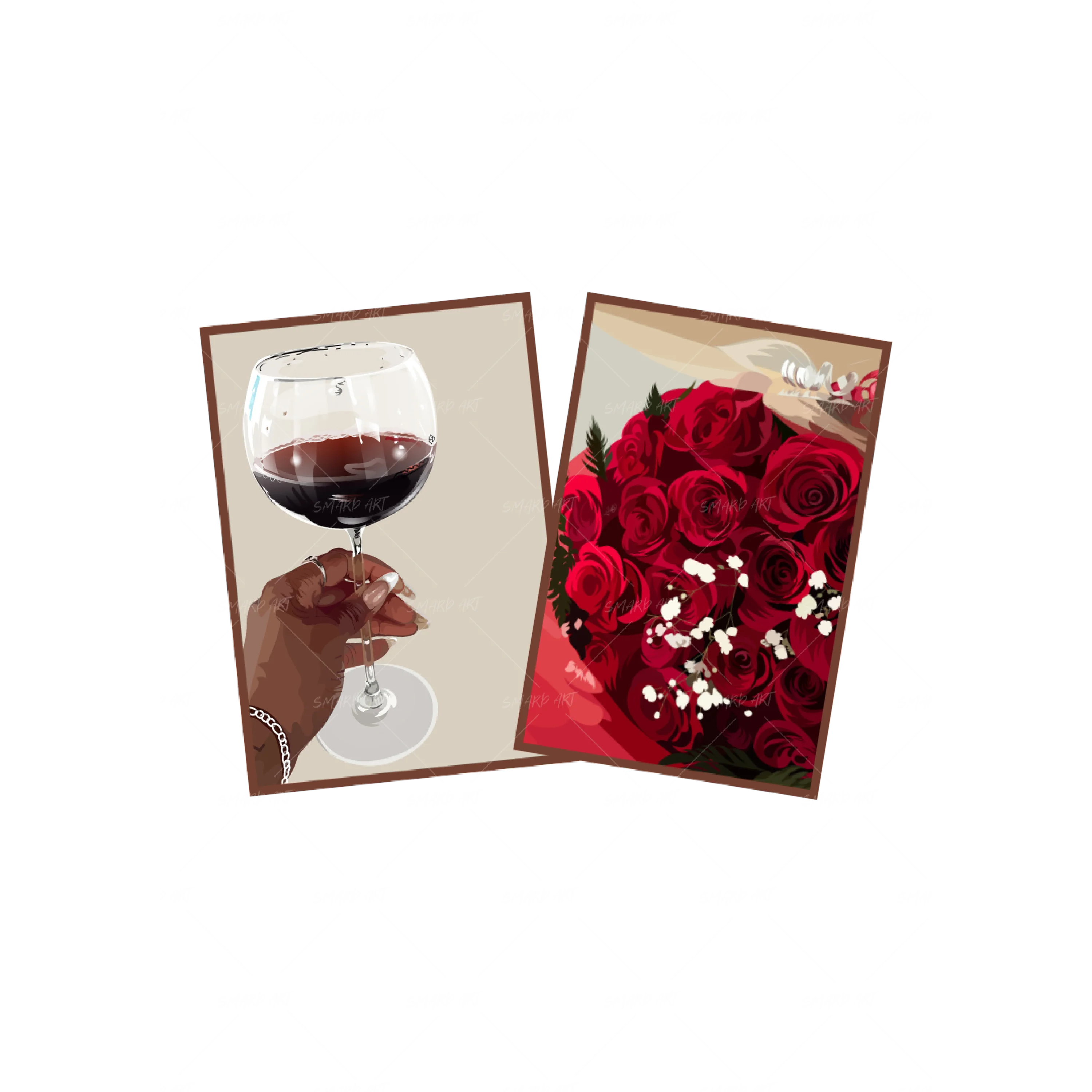 Art Print Bundle : Red Wine + Red Roses