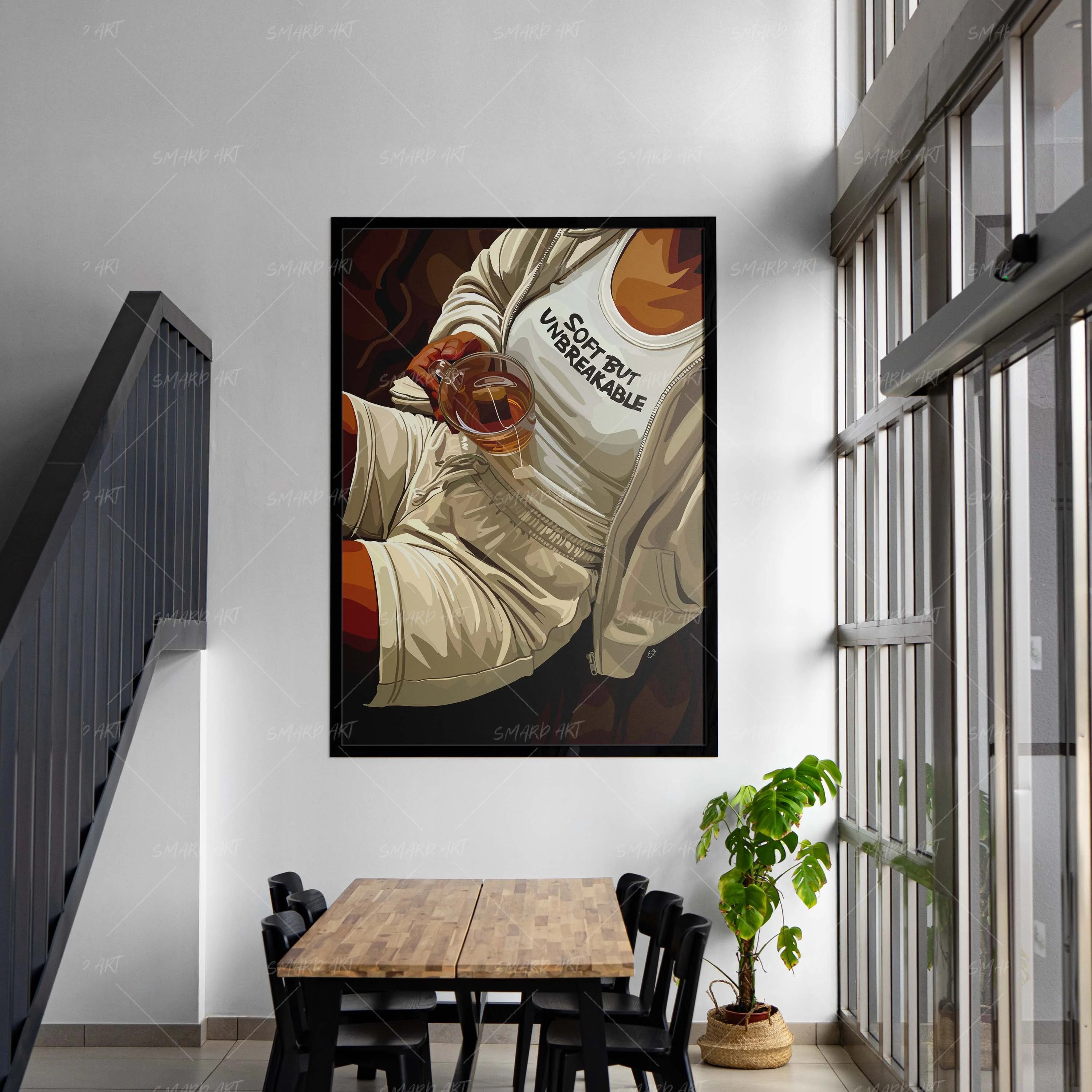 Soft But Unbreakable-wall art print featuring decorative artistic design suitable for living rooms, offices, and schools by SmardArt. Elevate your space with Black wall art that speaks to culture, identity, and creativity. At Smard, we celebrate artistry made with melanin, bringing powerful and inspiring designs to life.