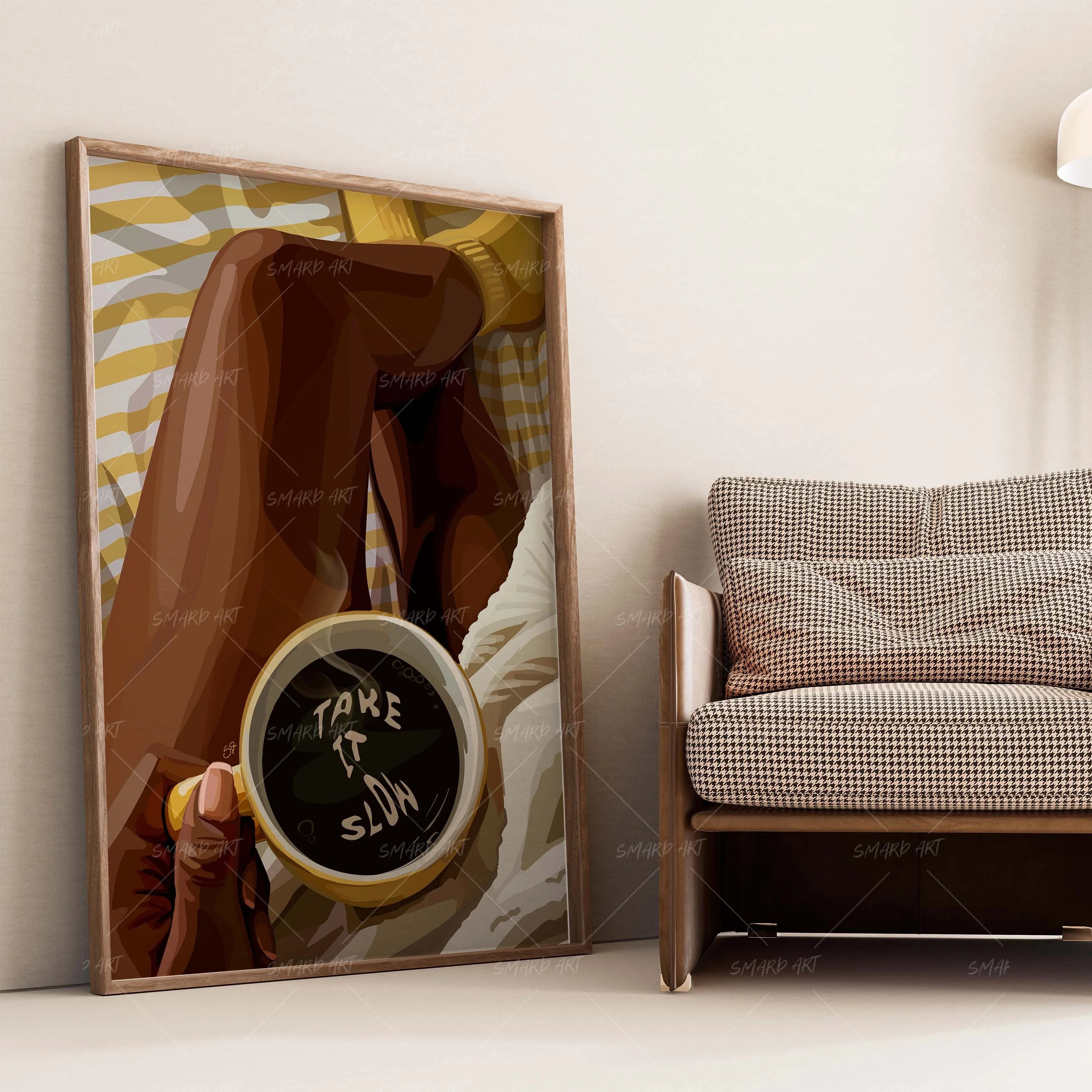 Take It Slow-wall art print featuring decorative artistic design suitable for living rooms, offices, and schools by SmardArt. Elevate your space with Black wall art that speaks to culture, identity, and creativity. At Smard, we celebrate artistry made with melanin, bringing powerful and inspiring designs to life.