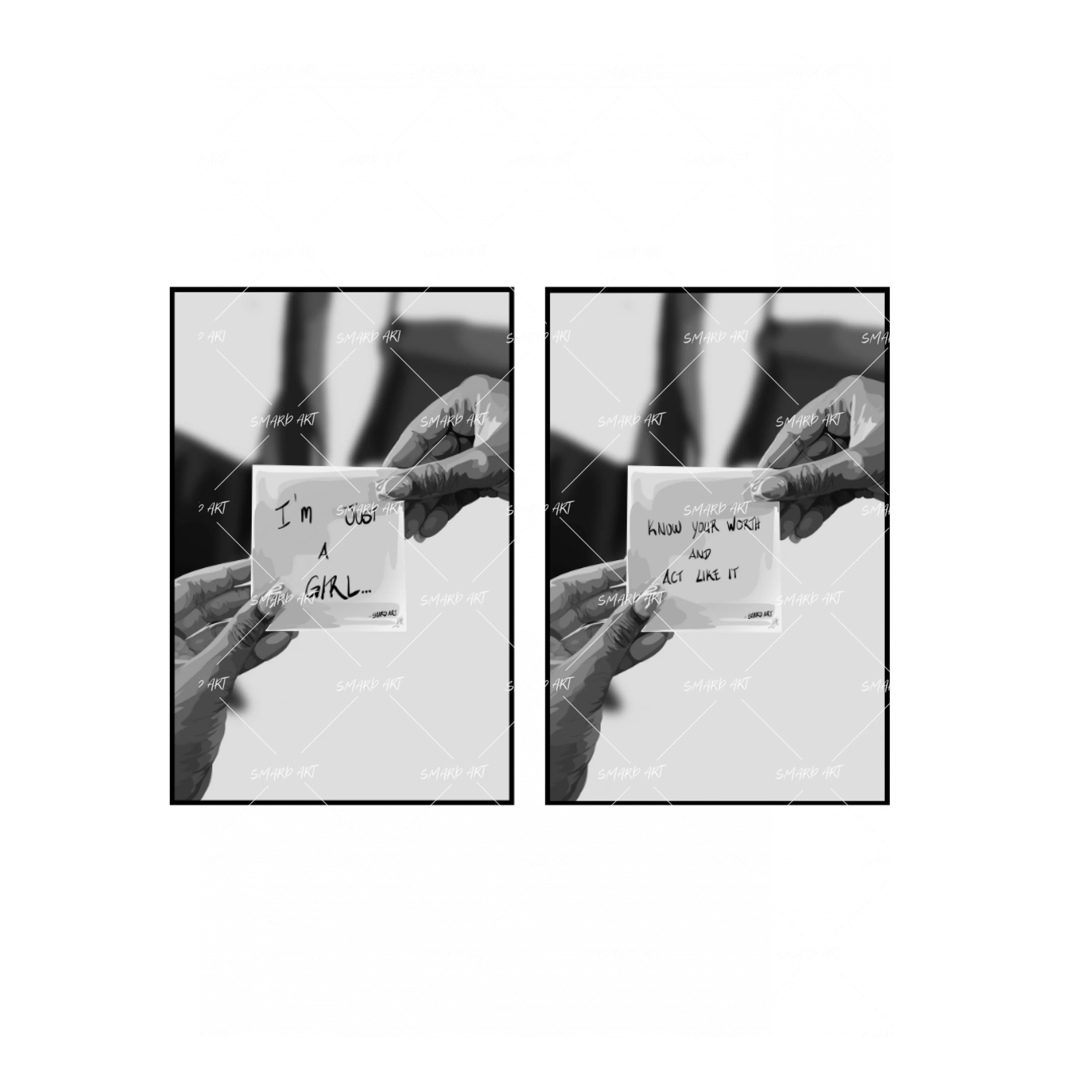 Art Print Bundle : I'm Just A Girl B&W + Know Your Worth Quote B&W