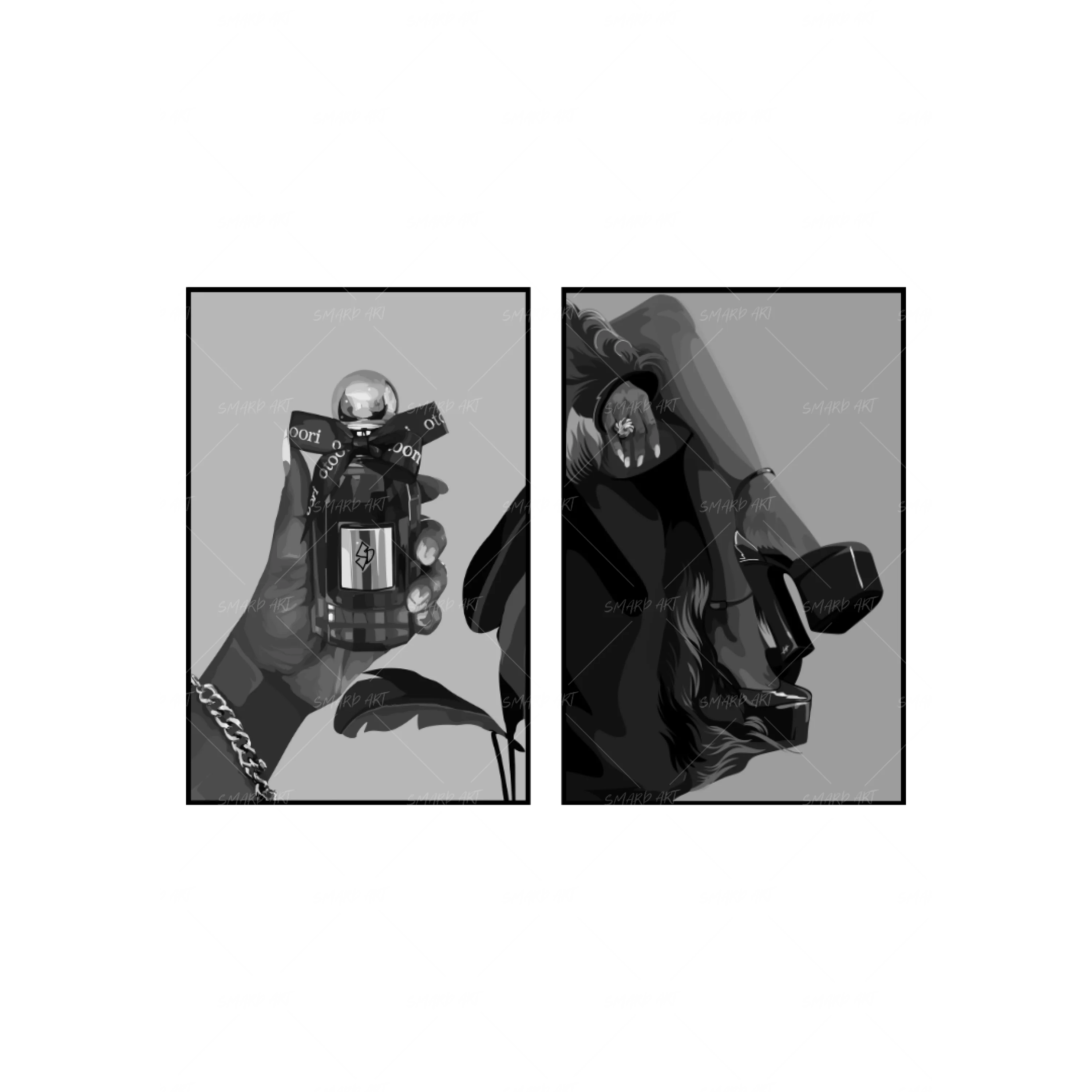 Art Print Bundle : Fragrance of Love B&W + Sitting Pretty B&W