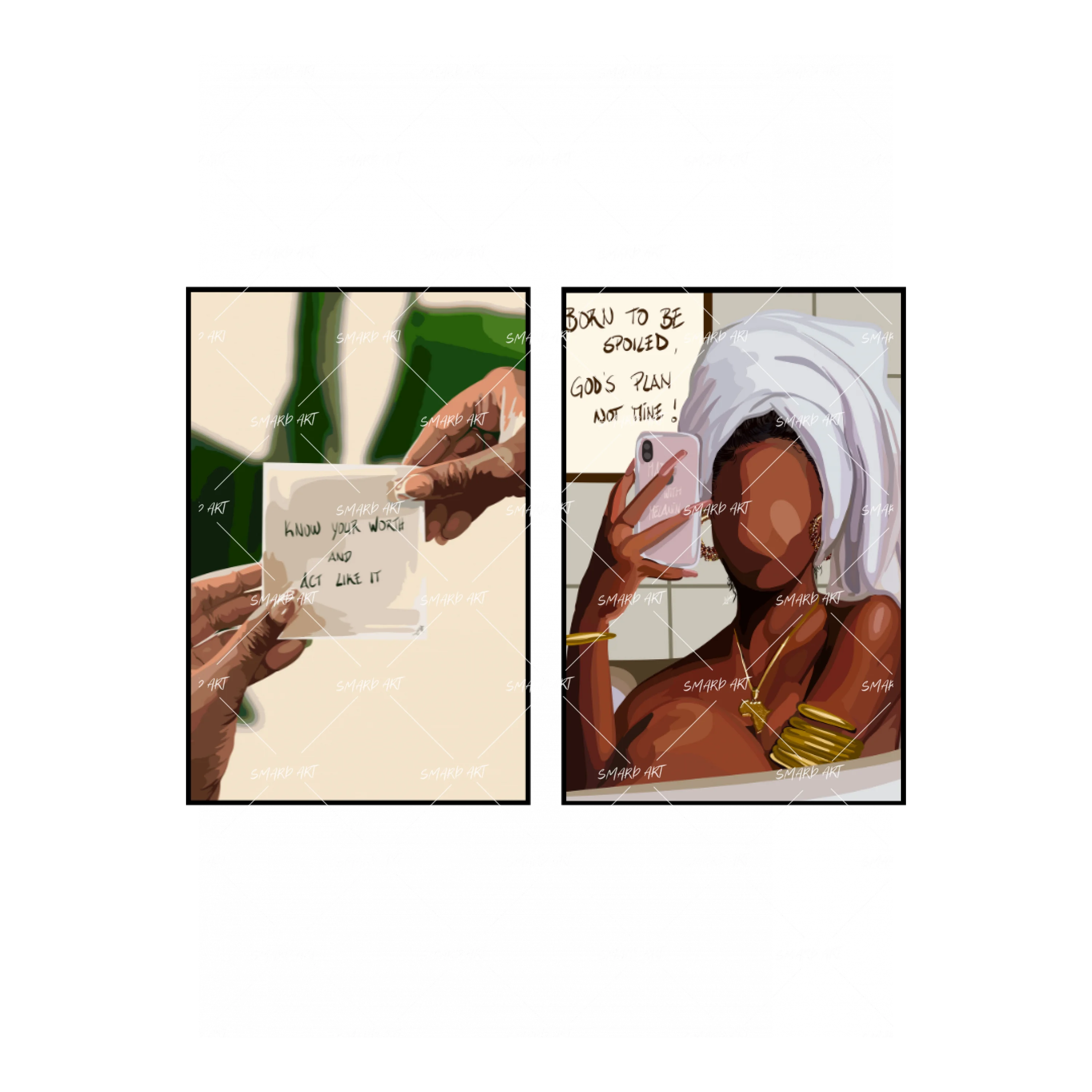 Art Print Bundle : Know Your Worth Quote + Born To Be Spoiled