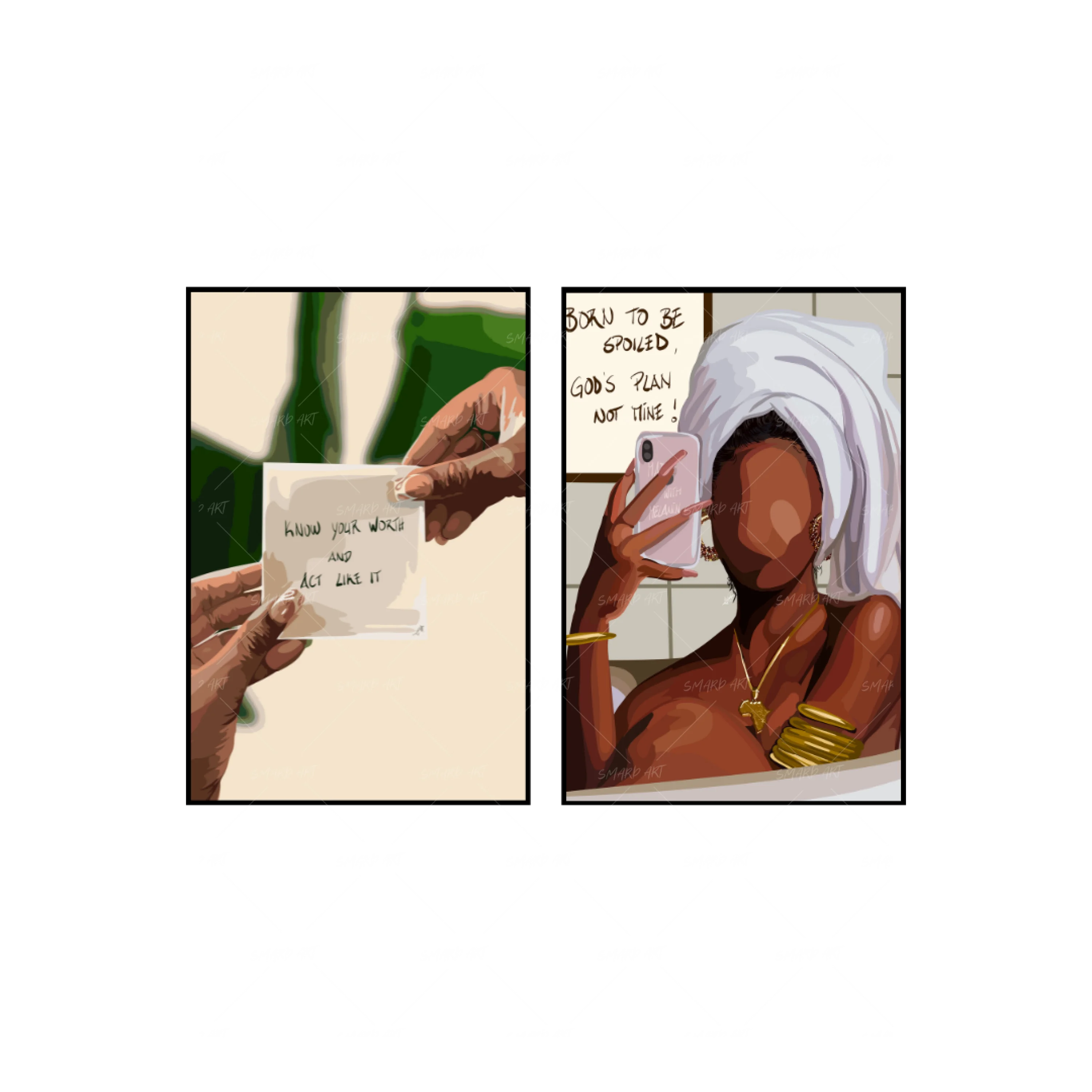 Art Print Bundle : Know Your Worth Quote + Born To Be Spoiled