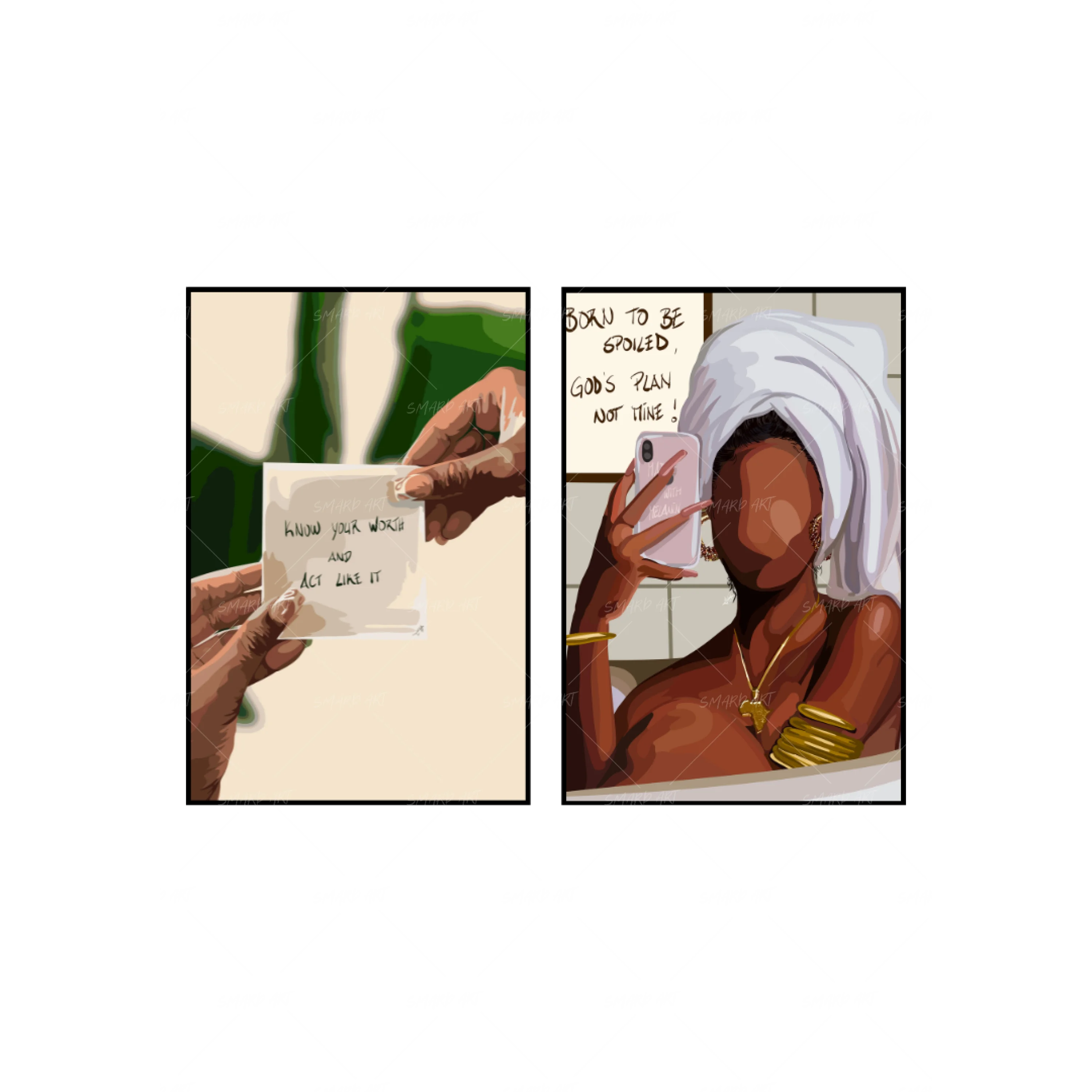 Art Print Bundle : Know Your Worth Quote + Born To Be Spoiled