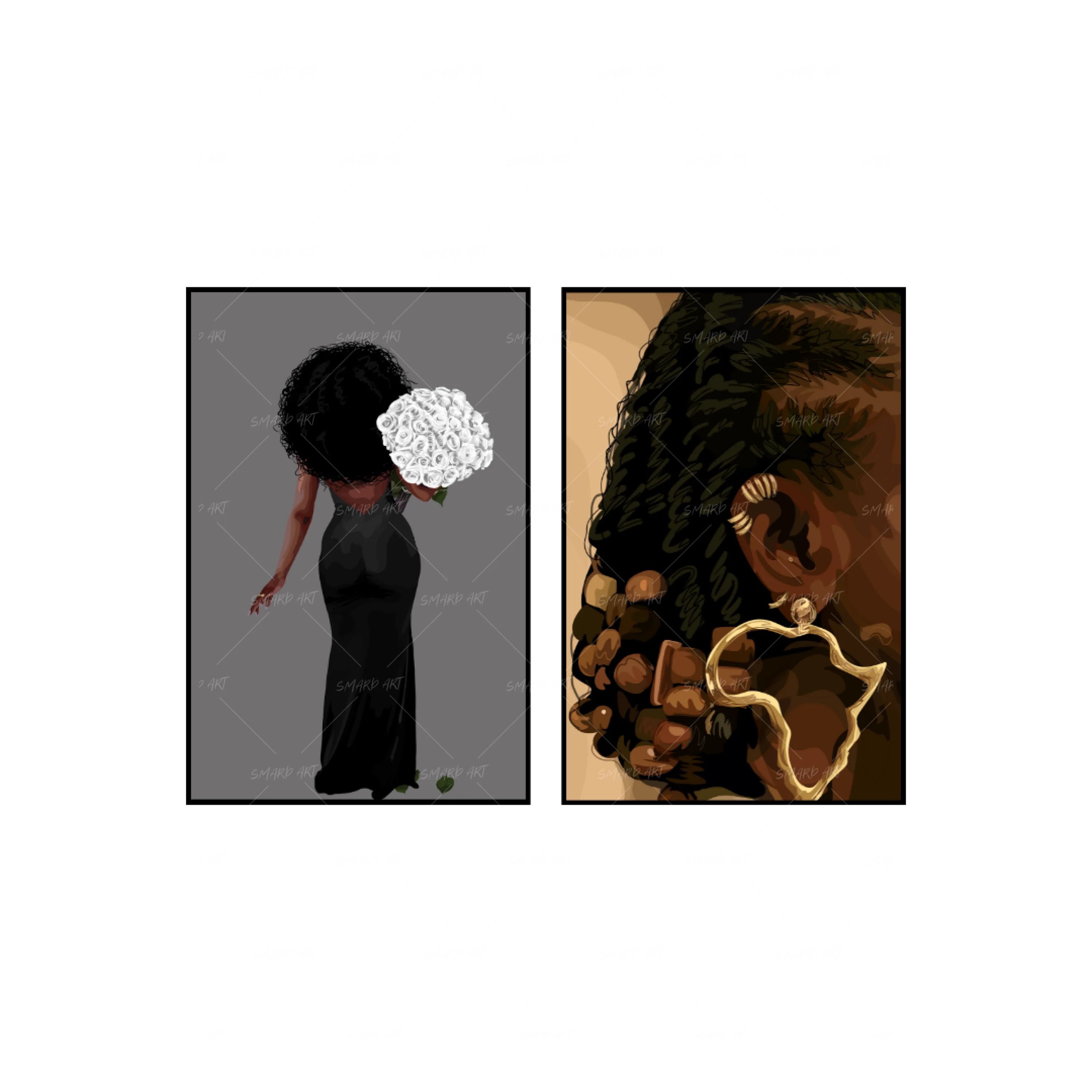 Art Print Bundle : Afro n Roses + African Beads