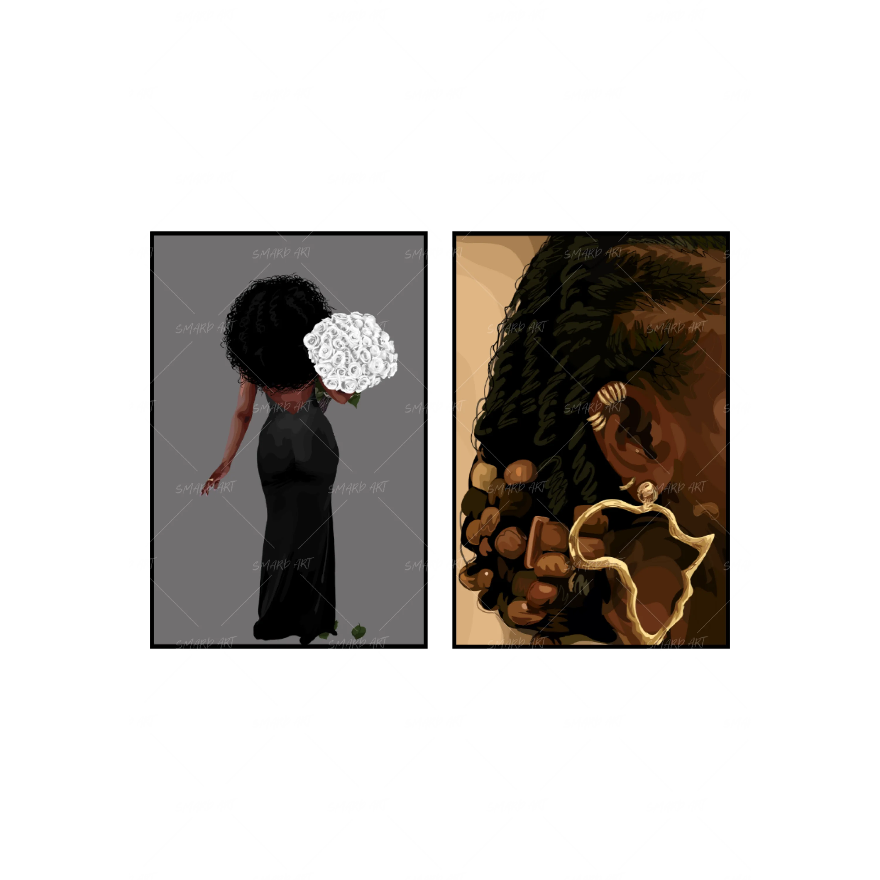 Art Print Bundle : Afro n Roses + African Beads