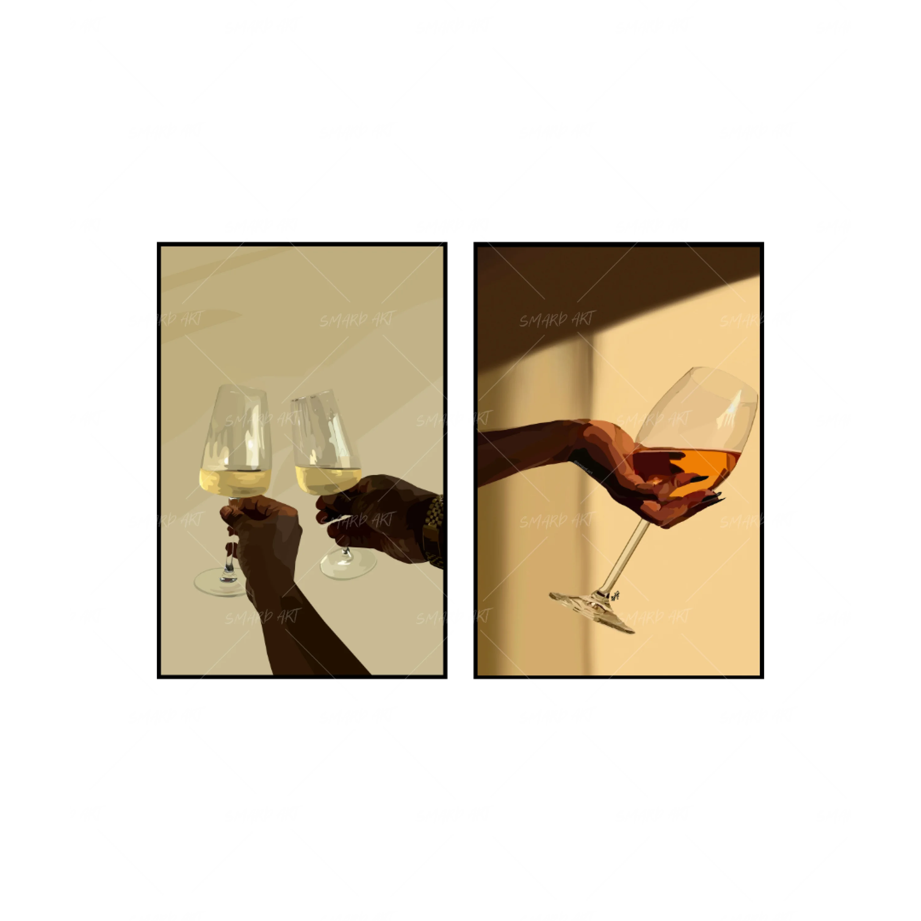 Art Print Bundle : Wine Down + Wine & Sun-wall art print featuring decorative artistic design suitable for living rooms, offices, and schools by SmardArt. Elevate your space with Black wall art that speaks to culture, identity, and creativity. At Smard, we celebrate artistry made with melanin, bringing powerful and inspiring designs to life.