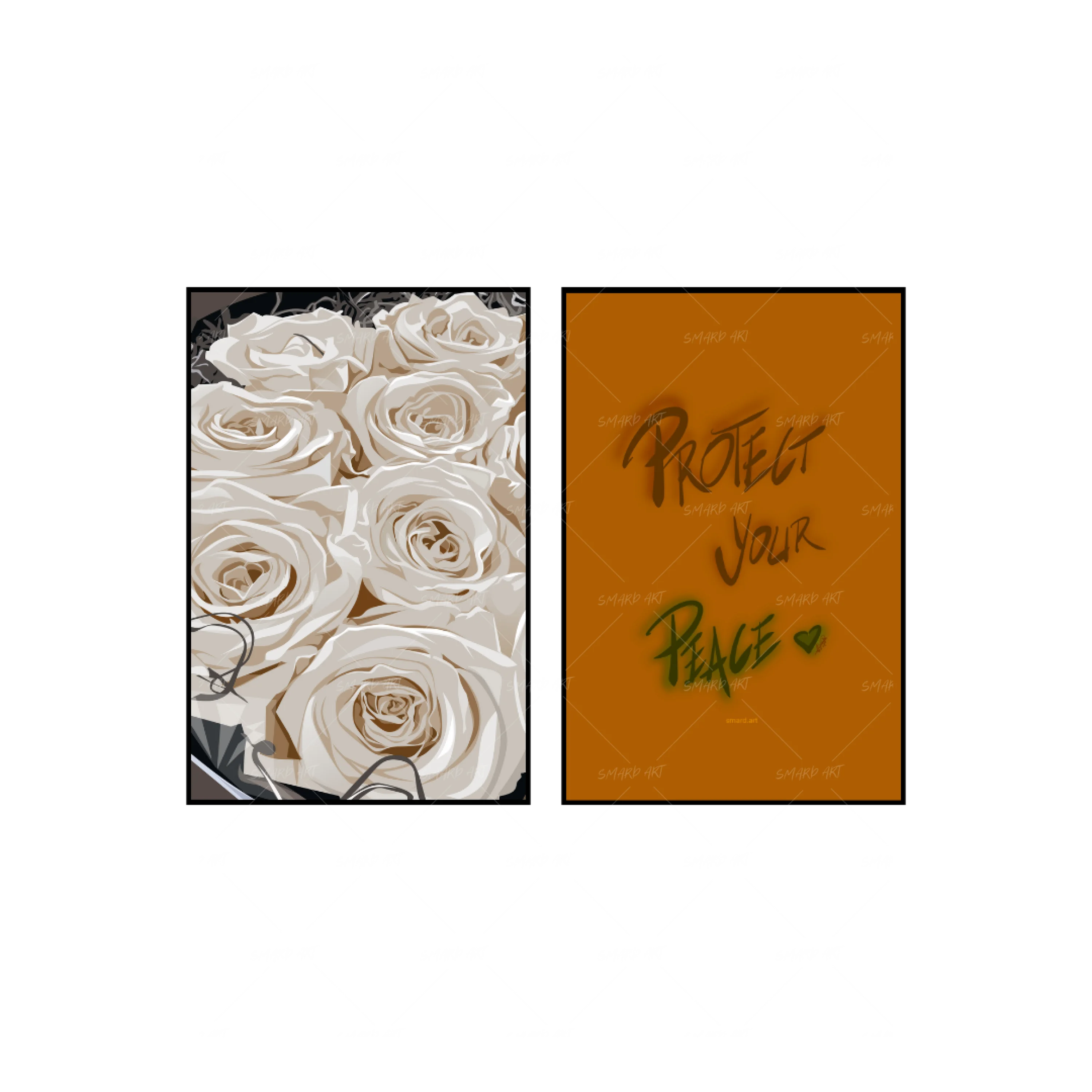 Art Print Bundle : White Roses + Protect Your Peace
