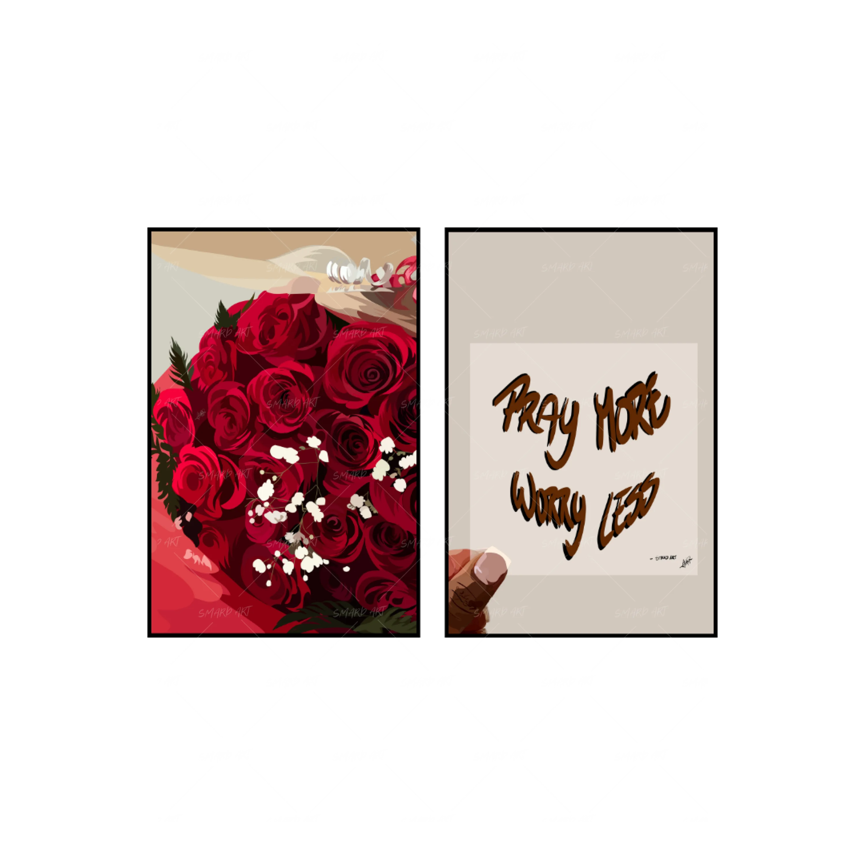 Art Print Bundle : Red Roses + Pray More