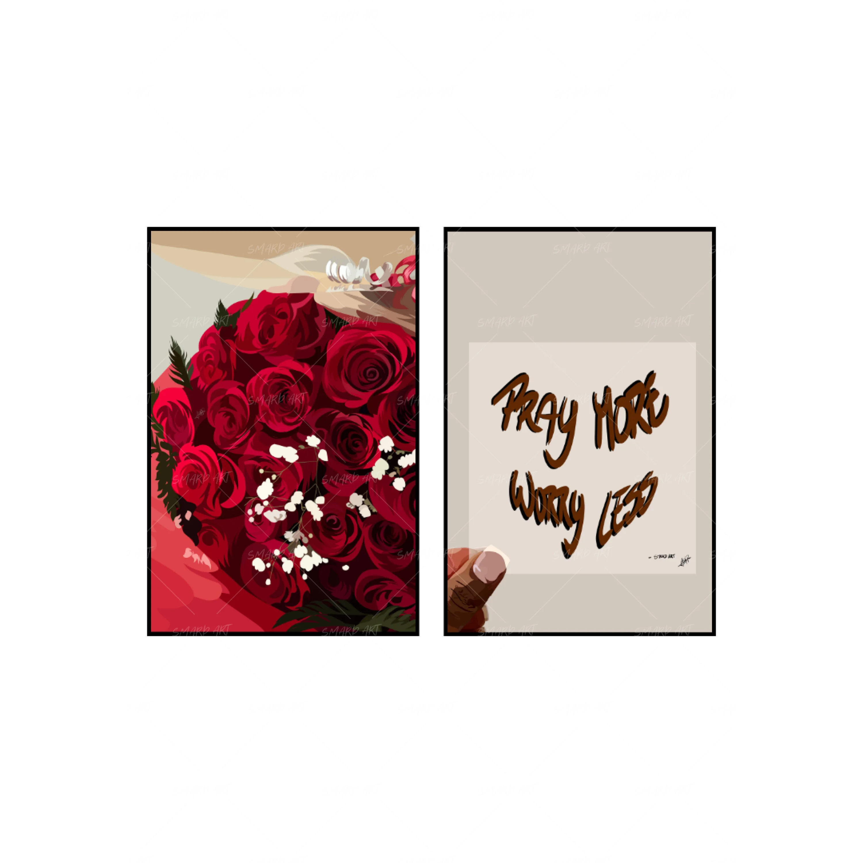 Art Print Bundle : Red Roses + Pray More