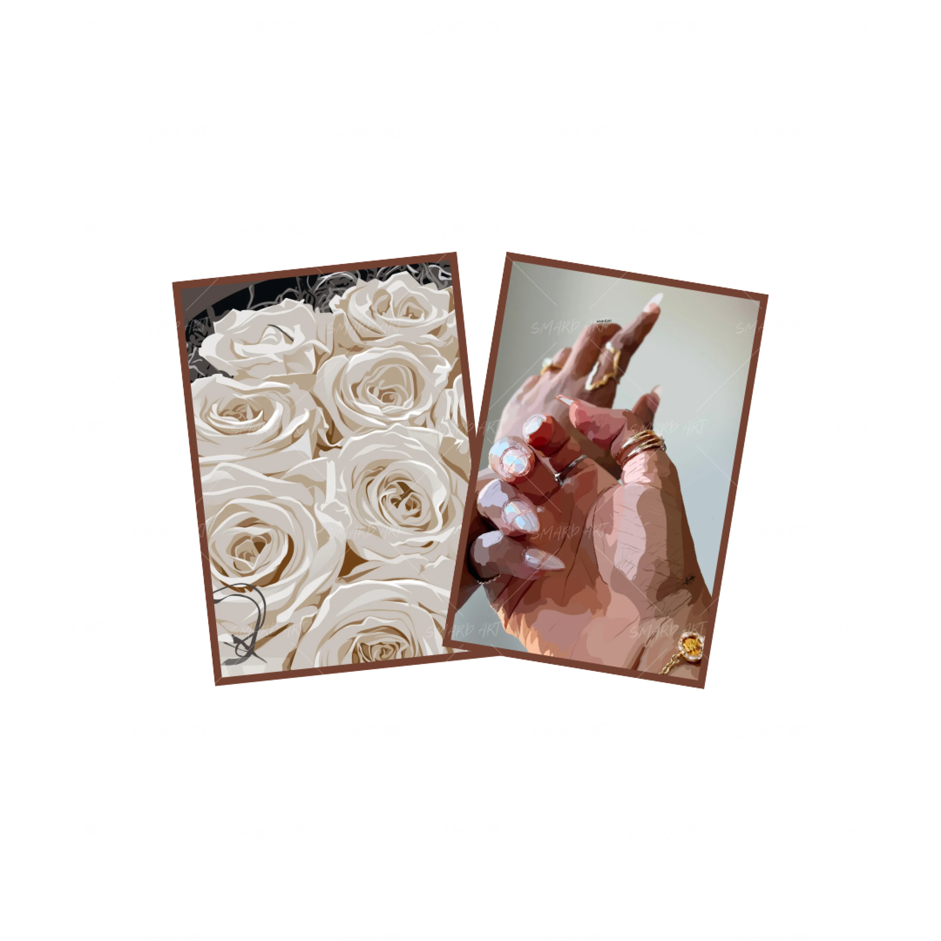 Art Print Bundle : White Roses + Simple Glam-wall art print featuring decorative artistic design suitable for living rooms, offices, and schools by SmardArt. Elevate your space with Black wall art that speaks to culture, identity, and creativity. At Smard, we celebrate artistry made with melanin, bringing powerful and inspiring designs to life.