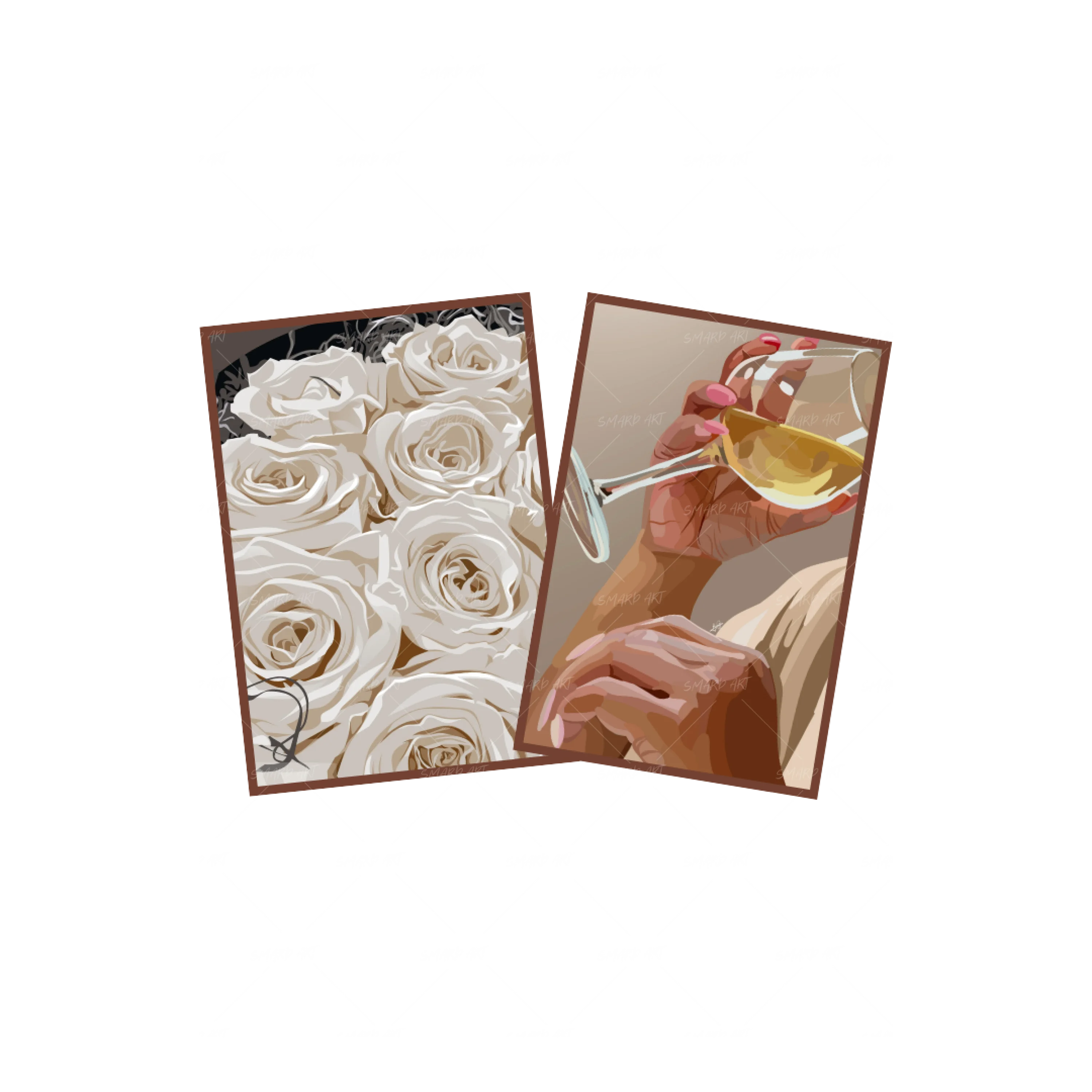 Art Print Bundle : White Roses + White Wine