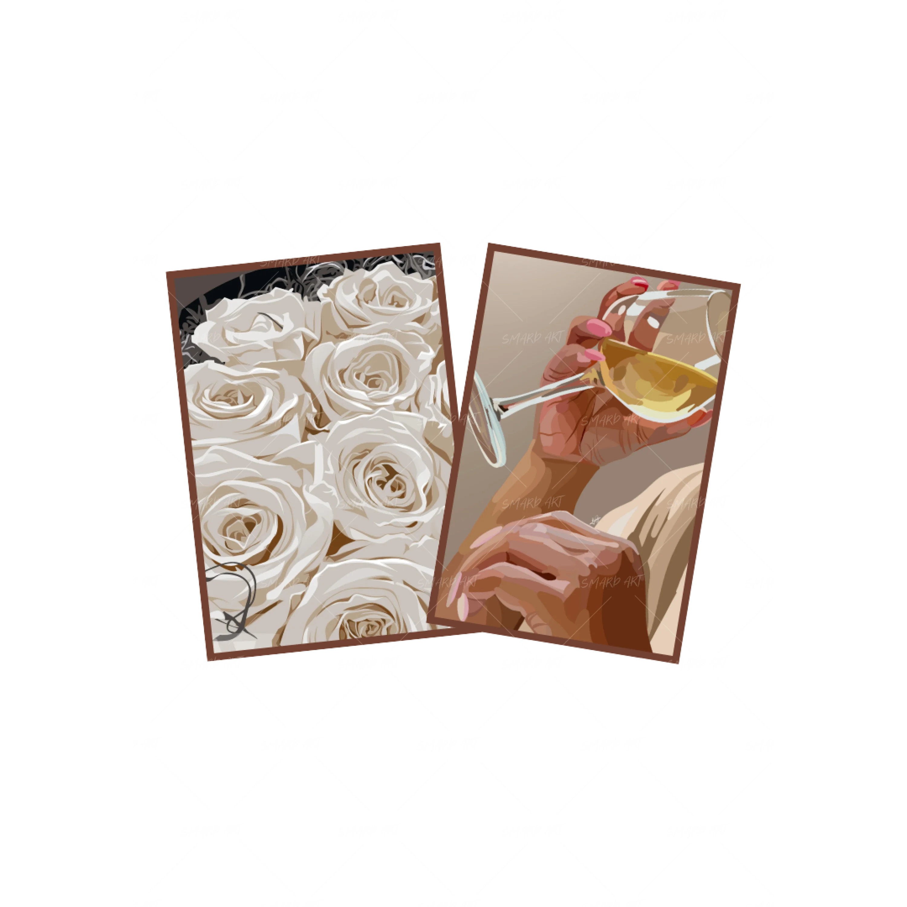 Art Print Bundle : White Roses + White Wine