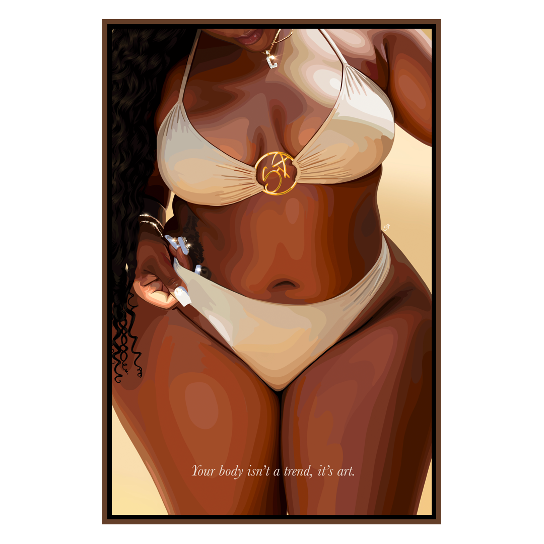 Your body Is Art-wall art print featuring decorative artistic design suitable for living rooms, offices, and schools by SmardArt. Elevate your space with Black wall art that speaks to culture, identity, and creativity. At Smard, we celebrate artistry made with melanin, bringing powerful and inspiring designs to life.