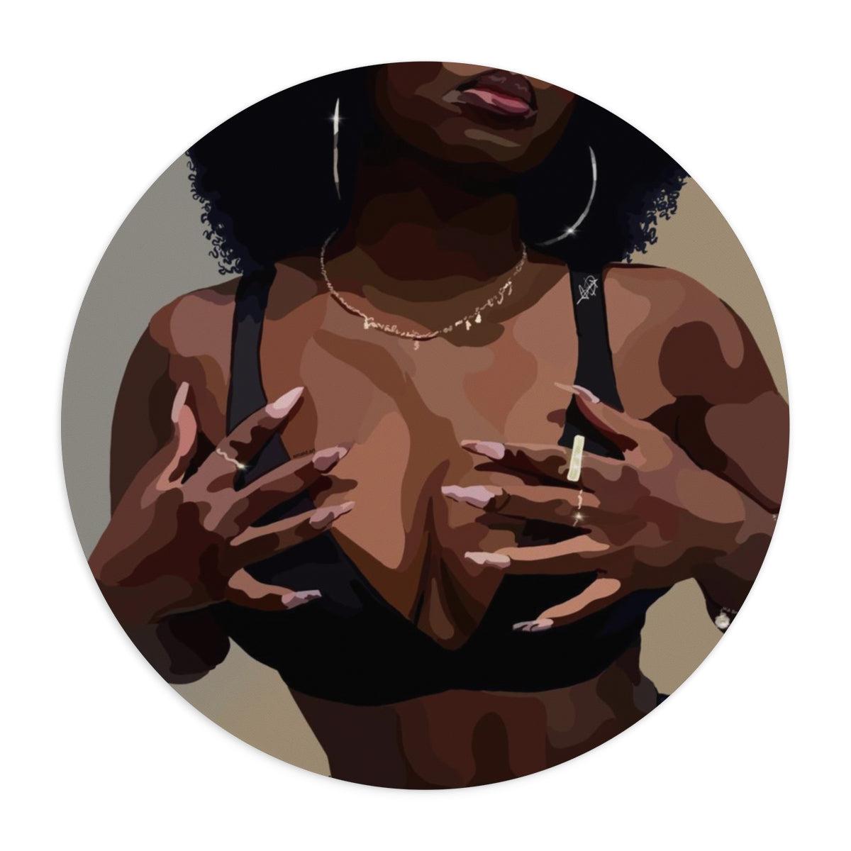 A Black woman Mouse Pad-One size-Round-SmardArt-Wall Art