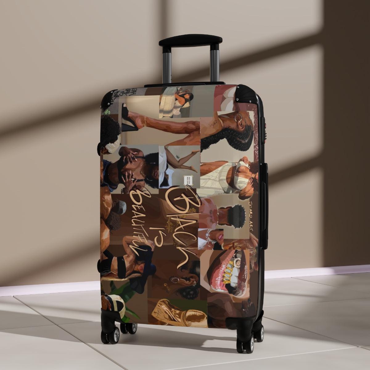 Suitcases-Medium-Black-SmardArt-Wall Art