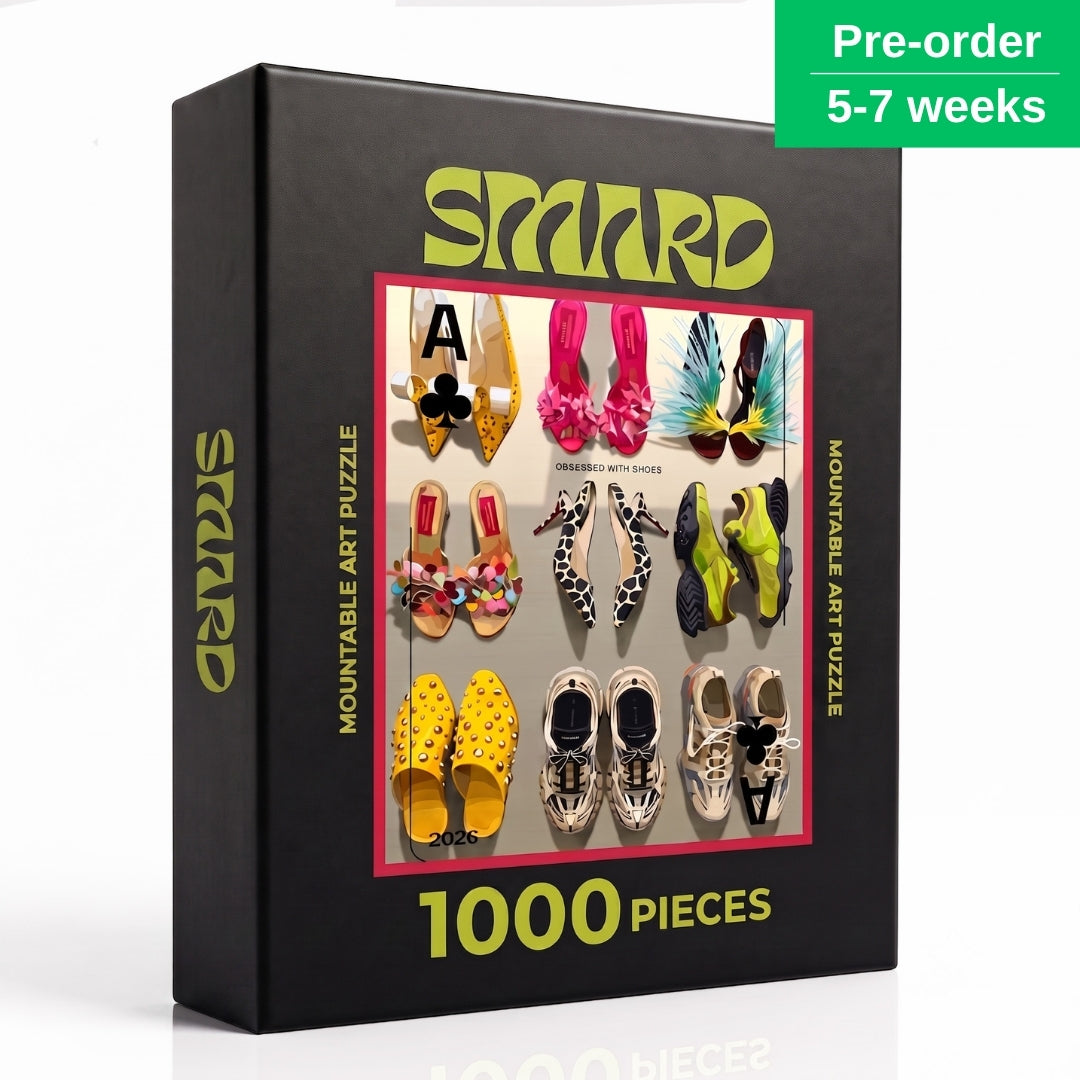 Obsessed With Shoes Puzzle-wall art print featuring decorative artistic design suitable for living rooms, offices, and schools by SmardArt. Elevate your space with Black wall art that speaks to culture, identity, and creativity. At Smard, we celebrate artistry made with melanin, bringing powerful and inspiring designs to life.