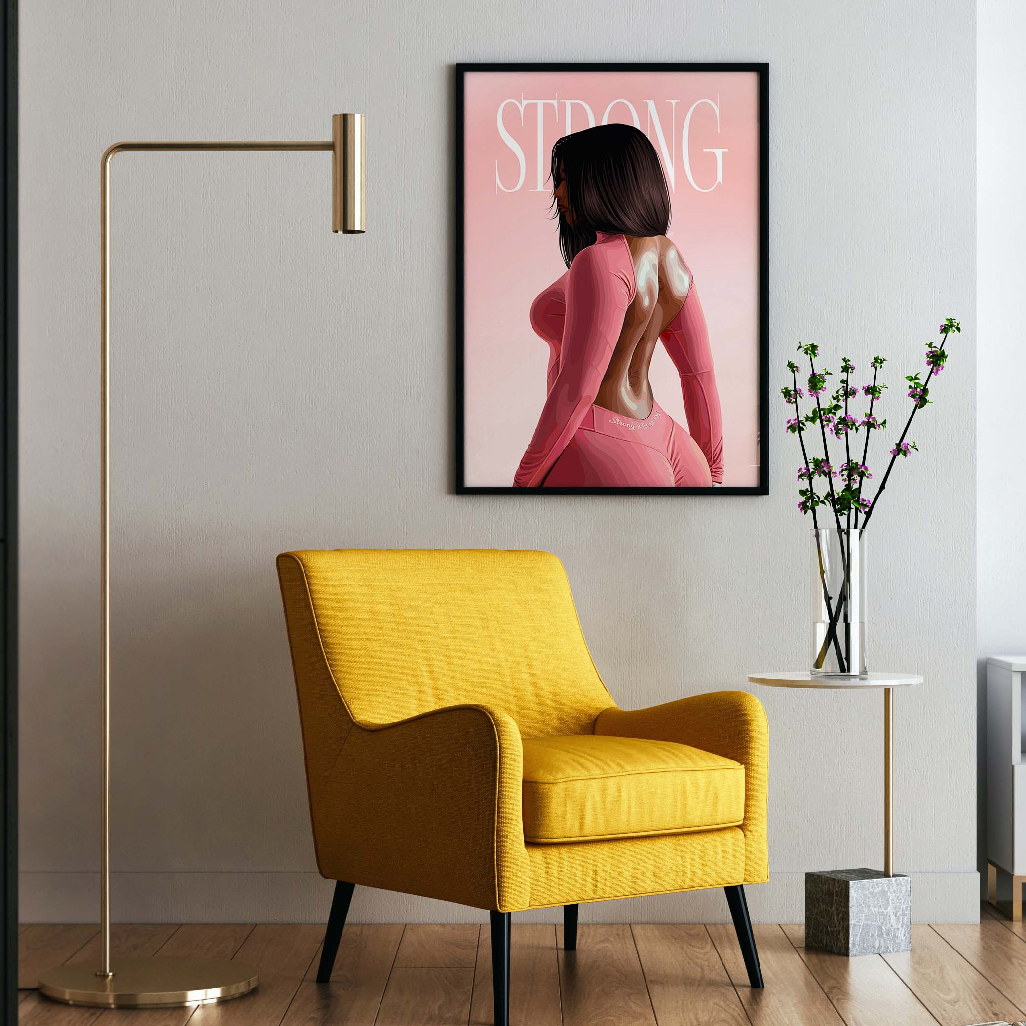 Strong Is The New Sexy-wall art print featuring decorative artistic design suitable for living rooms, offices, and schools by SmardArt. Elevate your space with Black wall art that speaks to culture, identity, and creativity. At Smard, we celebrate artistry made with melanin, bringing powerful and inspiring designs to life.