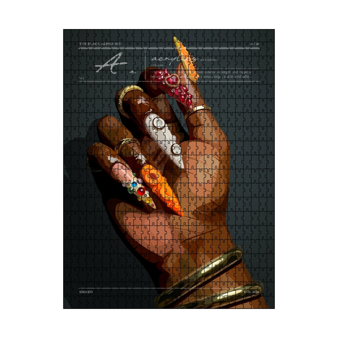 Acrylics Puzzle-wall art print featuring decorative artistic design suitable for living rooms, offices, and schools by SmardArt. Elevate your space with Black wall art that speaks to culture, identity, and creativity. At Smard, we celebrate artistry made with melanin, bringing powerful and inspiring designs to life.