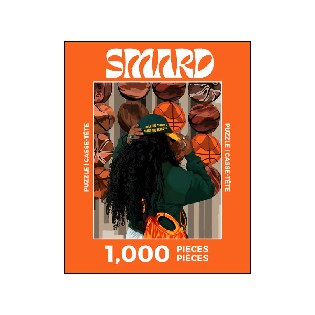 Fashion & Basketball II Puzzle-wall art print featuring decorative artistic design suitable for living rooms, offices, and schools by SmardArt. Elevate your space with Black wall art that speaks to culture, identity, and creativity. At Smard, we celebrate artistry made with melanin, bringing powerful and inspiring designs to life.