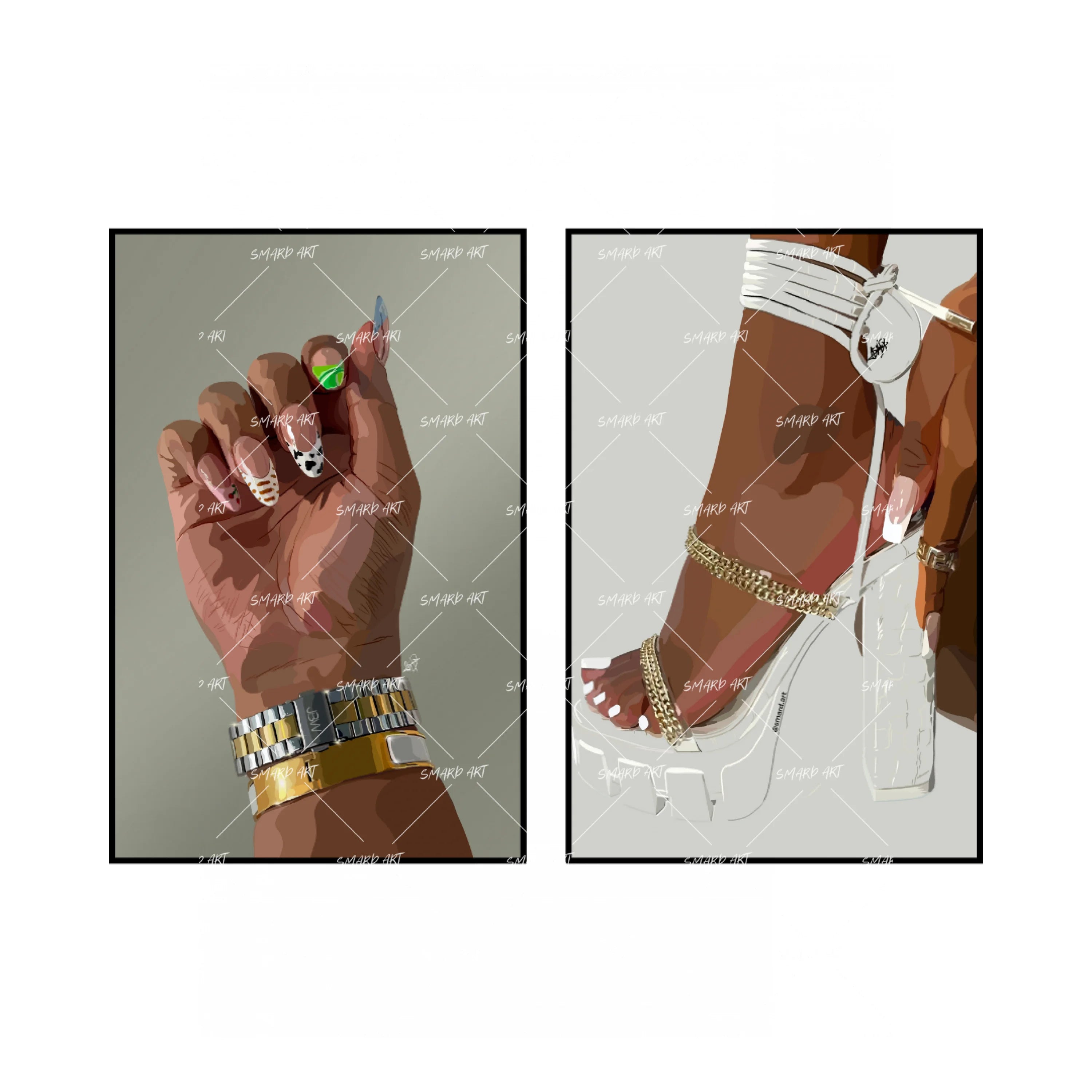 Art Print Bundle : Colourful Nails + Heel Me II