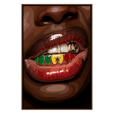 Senegal Grillz-wall art print featuring decorative artistic design suitable for living rooms, offices, and schools by SmardArt. Elevate your space with Black wall art that speaks to culture, identity, and creativity. At Smard, we celebrate artistry made with melanin, bringing powerful and inspiring designs to life.