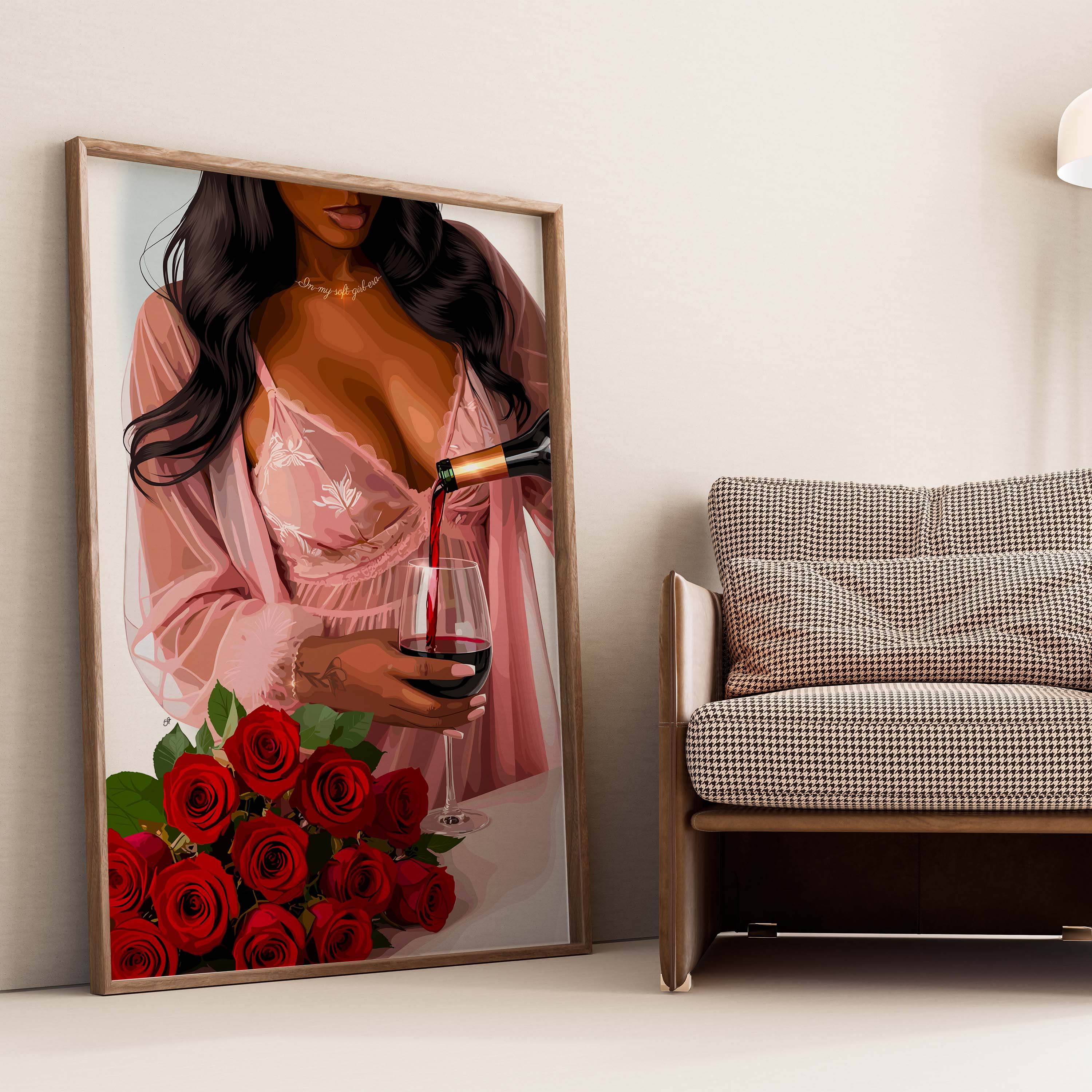 In My Soft Girl Era-wall art print featuring decorative artistic design suitable for living rooms, offices, and schools by SmardArt. Elevate your space with Black wall art that speaks to culture, identity, and creativity. At Smard, we celebrate artistry made with melanin, bringing powerful and inspiring designs to life.