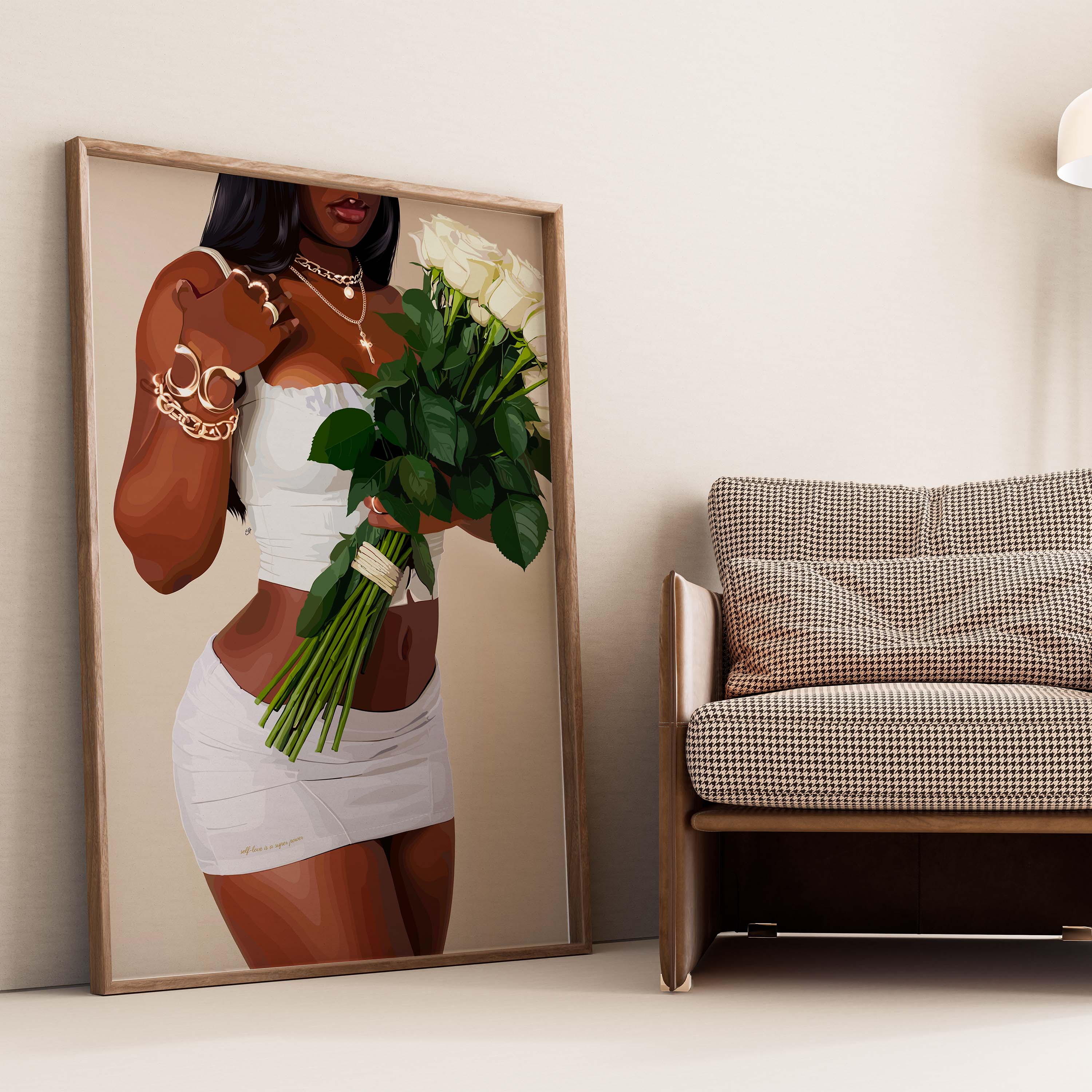 Self Love Is A Super Power-wall art print featuring decorative artistic design suitable for living rooms, offices, and schools by SmardArt. Elevate your space with Black wall art that speaks to culture, identity, and creativity. At Smard, we celebrate artistry made with melanin, bringing powerful and inspiring designs to life.