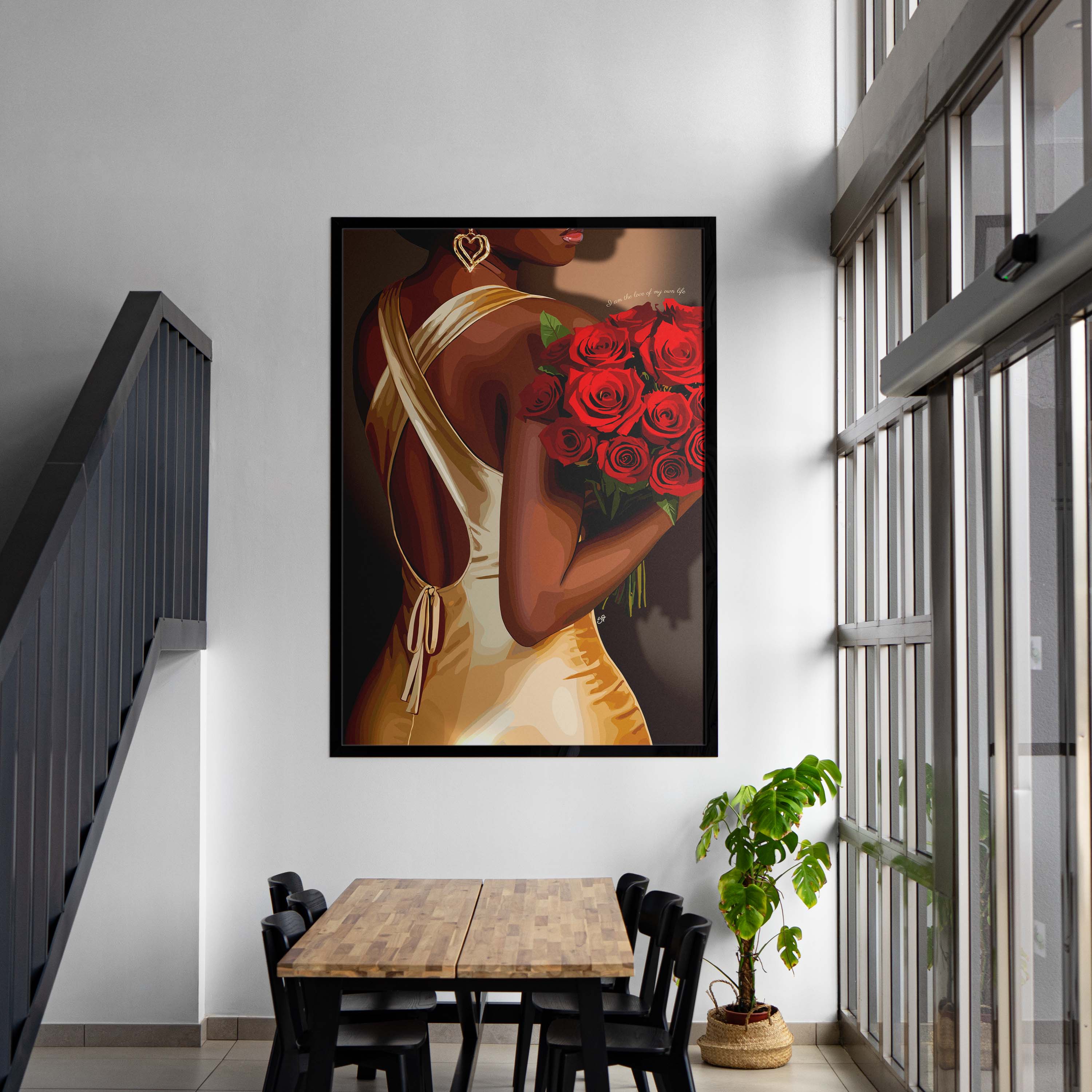 I'm The Love Of My Life-wall art print featuring decorative artistic design suitable for living rooms, offices, and schools by SmardArt. Elevate your space with Black wall art that speaks to culture, identity, and creativity. At Smard, we celebrate artistry made with melanin, bringing powerful and inspiring designs to life.