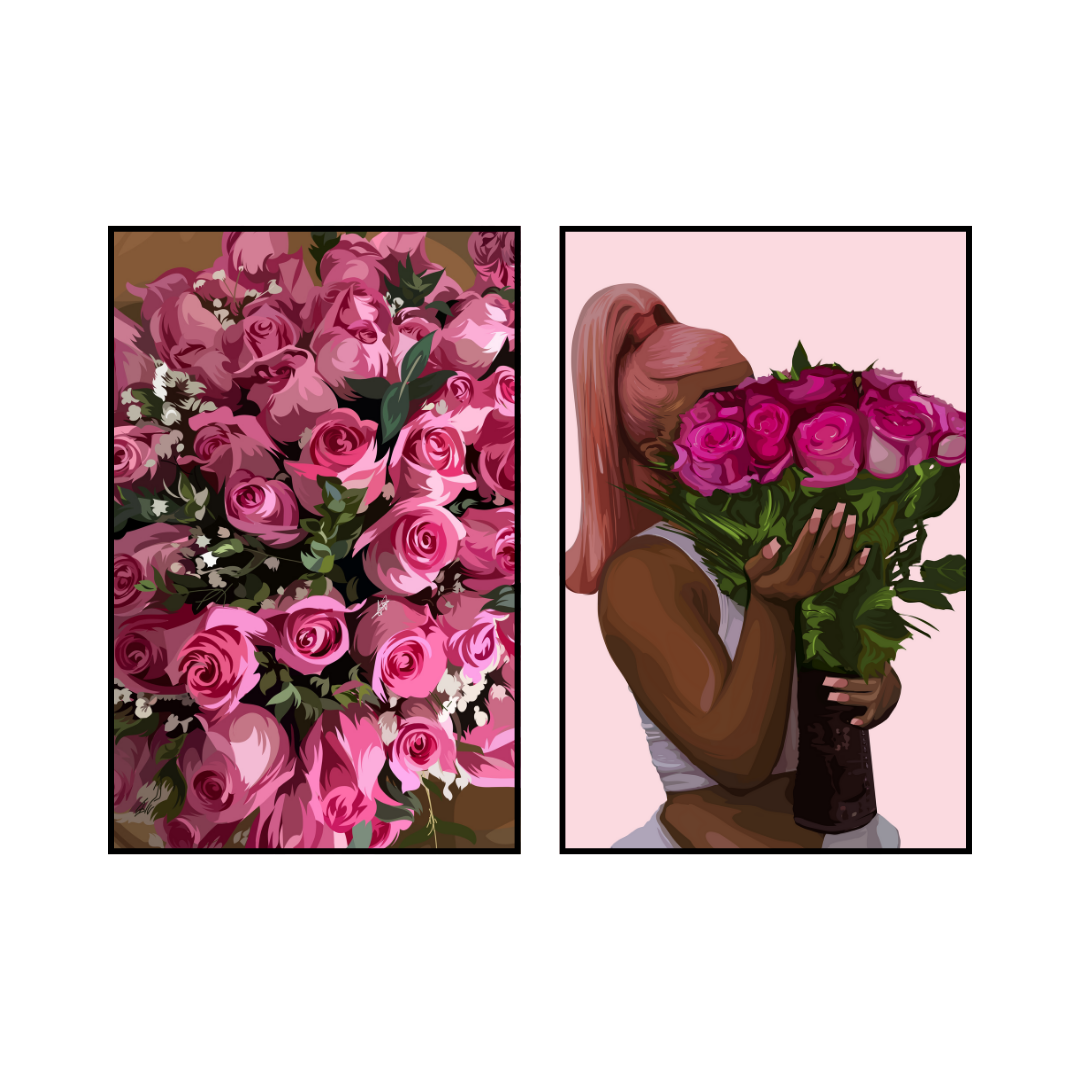 Art Print Bundle : Pink Roses + Baby Pink