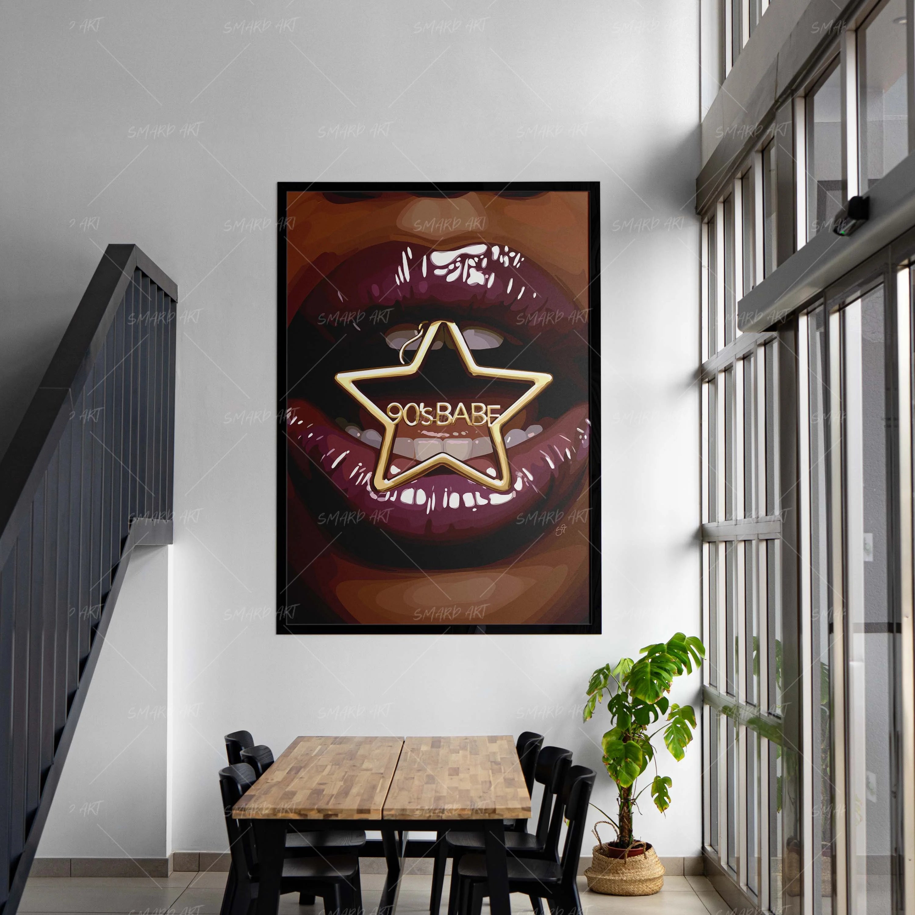 90's Babe-wall art print featuring decorative artistic design suitable for living rooms, offices, and schools by SmardArt. Elevate your space with Black wall art that speaks to culture, identity, and creativity. At Smard, we celebrate artistry made with melanin, bringing powerful and inspiring designs to life.