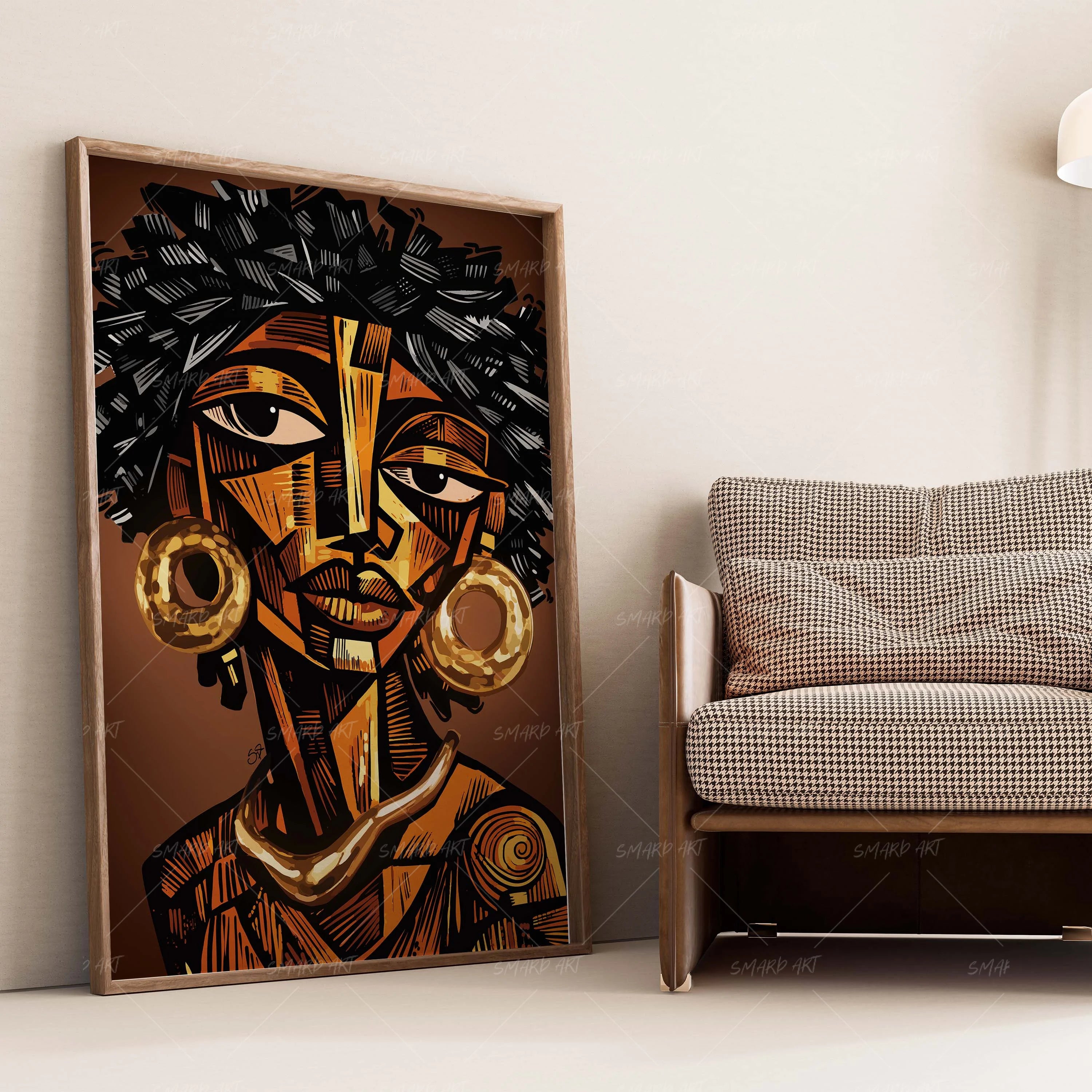 Afro Abstract-wall art print featuring decorative artistic design suitable for living rooms, offices, and schools by SmardArt. Elevate your space with Black wall art that speaks to culture, identity, and creativity. At Smard, we celebrate artistry made with melanin, bringing powerful and inspiring designs to life.