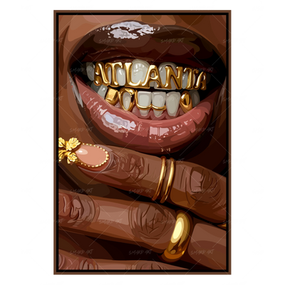 Atlanta Grillz-wall art print featuring decorative artistic design suitable for living rooms, offices, and schools by SmardArt. Elevate your space with Black wall art that speaks to culture, identity, and creativity. At Smard, we celebrate artistry made with melanin, bringing powerful and inspiring designs to life.