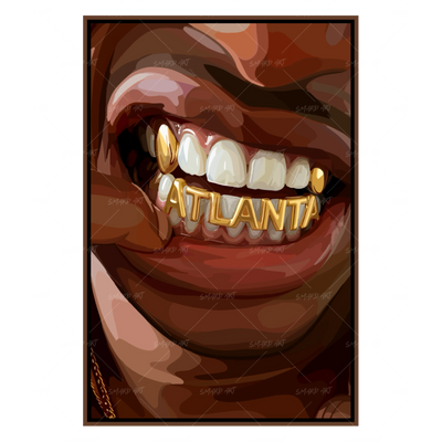 Atlanta Grillz-wall art print featuring decorative artistic design suitable for living rooms, offices, and schools by SmardArt. Elevate your space with Black wall art that speaks to culture, identity, and creativity. At Smard, we celebrate artistry made with melanin, bringing powerful and inspiring designs to life.