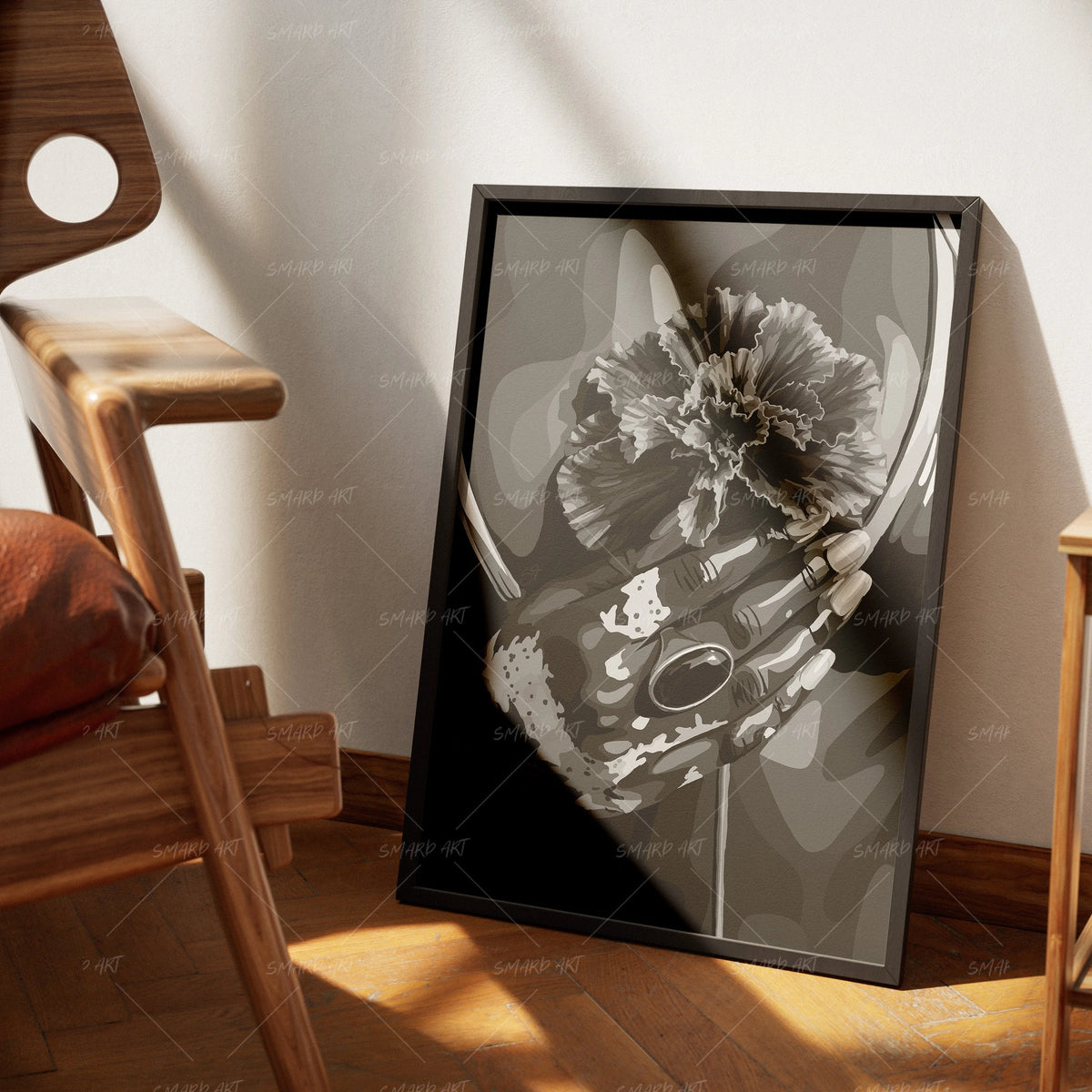 Art Heart (B/W)-wall art print featuring decorative artistic design suitable for living rooms, offices, and schools by SmardArt. Elevate your space with Black wall art that speaks to culture, identity, and creativity. At Smard, we celebrate artistry made with melanin, bringing powerful and inspiring designs to life.