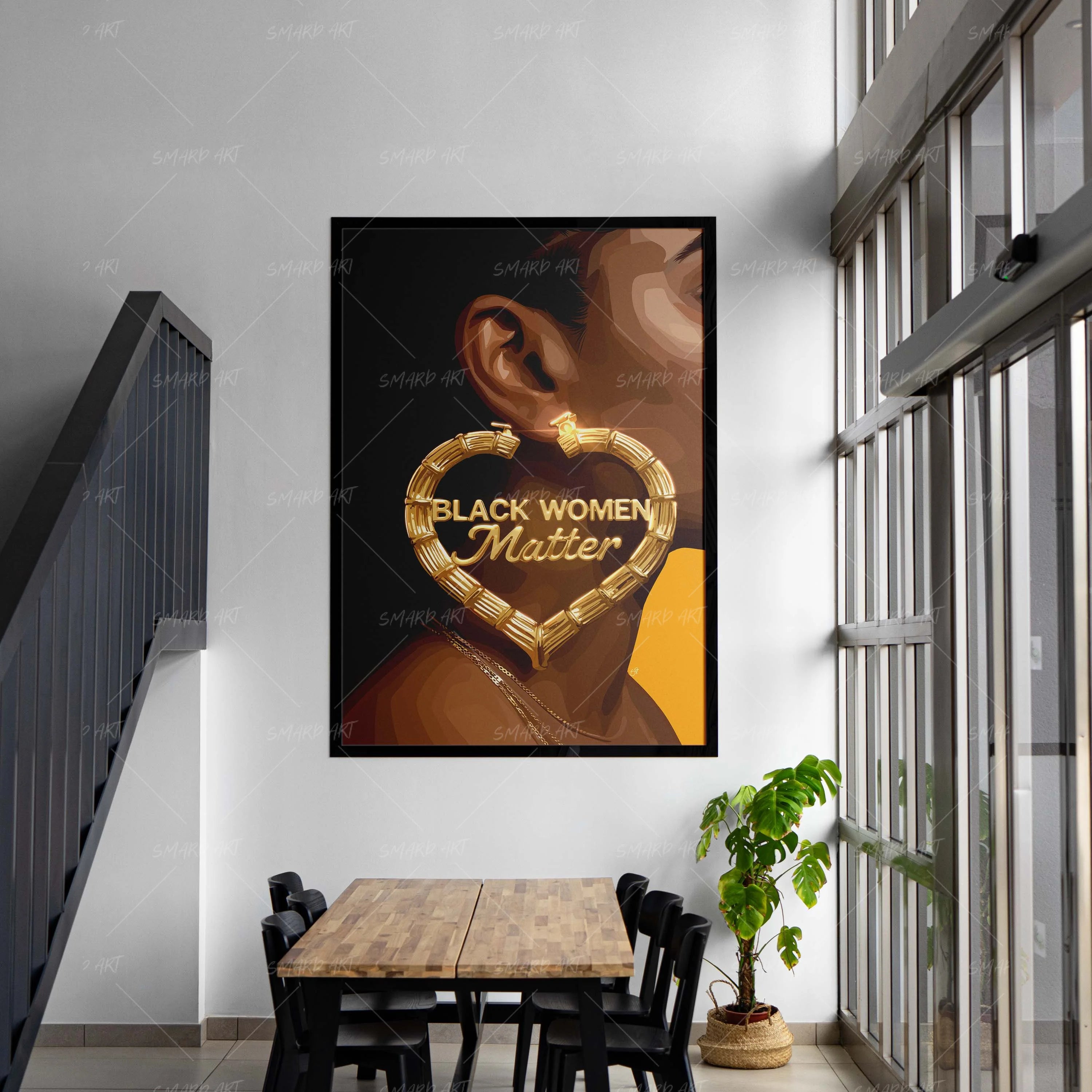 Black Women Matter-wall art print featuring decorative artistic design suitable for living rooms, offices, and schools by SmardArt. Elevate your space with Black wall art that speaks to culture, identity, and creativity. At Smard, we celebrate artistry made with melanin, bringing powerful and inspiring designs to life.