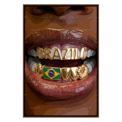 Brasil Grillz-wall art print featuring decorative artistic design suitable for living rooms, offices, and schools by SmardArt. Elevate your space with Black wall art that speaks to culture, identity, and creativity. At Smard, we celebrate artistry made with melanin, bringing powerful and inspiring designs to life.