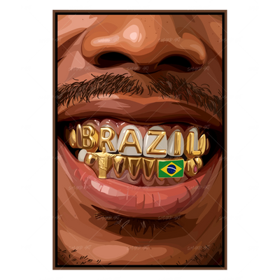 Brasil Grillz-wall art print featuring decorative artistic design suitable for living rooms, offices, and schools by SmardArt. Elevate your space with Black wall art that speaks to culture, identity, and creativity. At Smard, we celebrate artistry made with melanin, bringing powerful and inspiring designs to life.