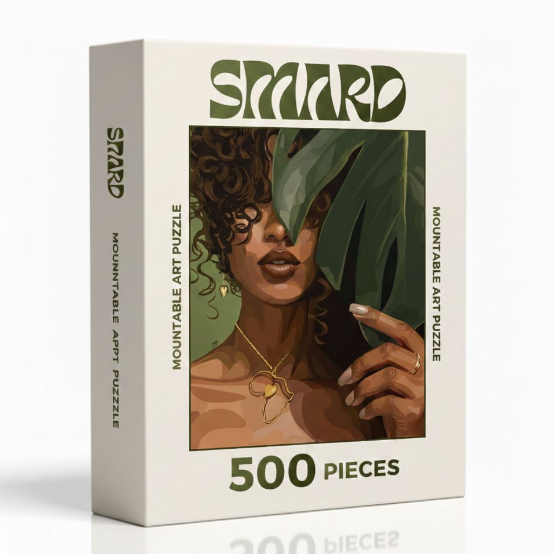 Behind The Leaves Tiktok Puzzle-wall art print featuring decorative artistic design suitable for living rooms, offices, and schools by SmardArt. Elevate your space with Black wall art that speaks to culture, identity, and creativity. At Smard, we celebrate artistry made with melanin, bringing powerful and inspiring designs to life.
