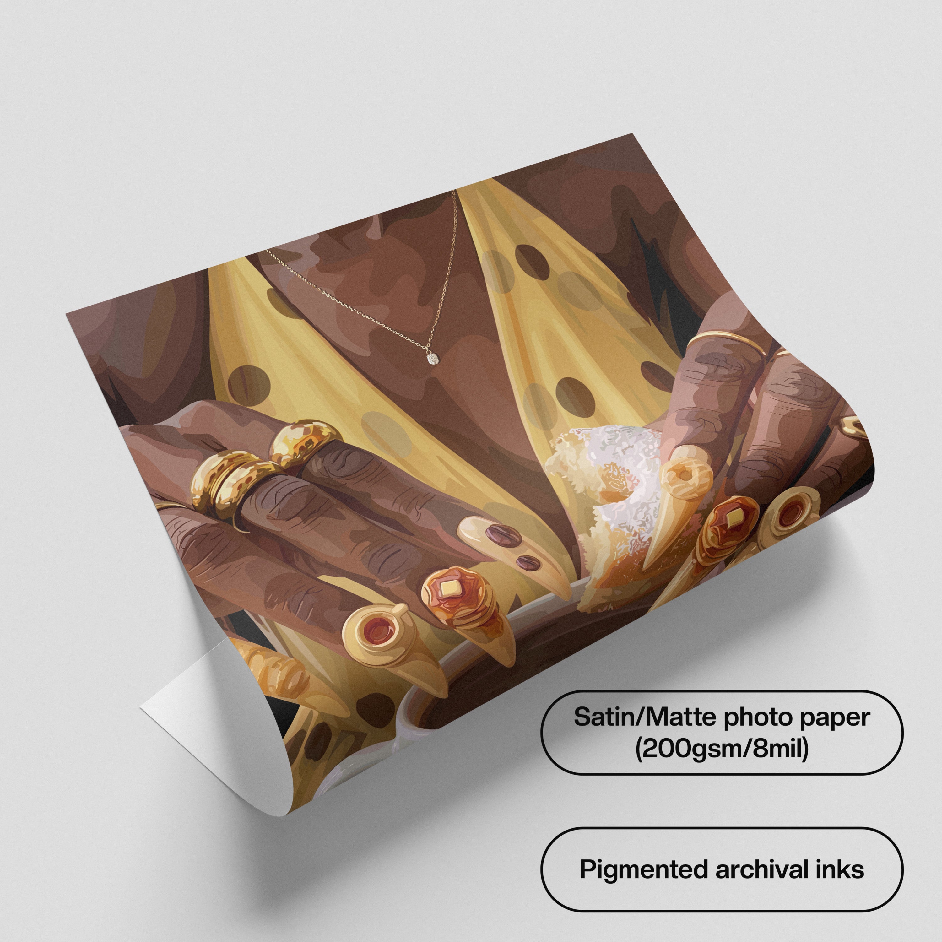 Cocoa Cup Set-wall art print featuring decorative artistic design suitable for living rooms, offices, and schools by SmardArt. Elevate your space with Black wall art that speaks to culture, identity, and creativity. At Smard, we celebrate artistry made with melanin, bringing powerful and inspiring designs to life.