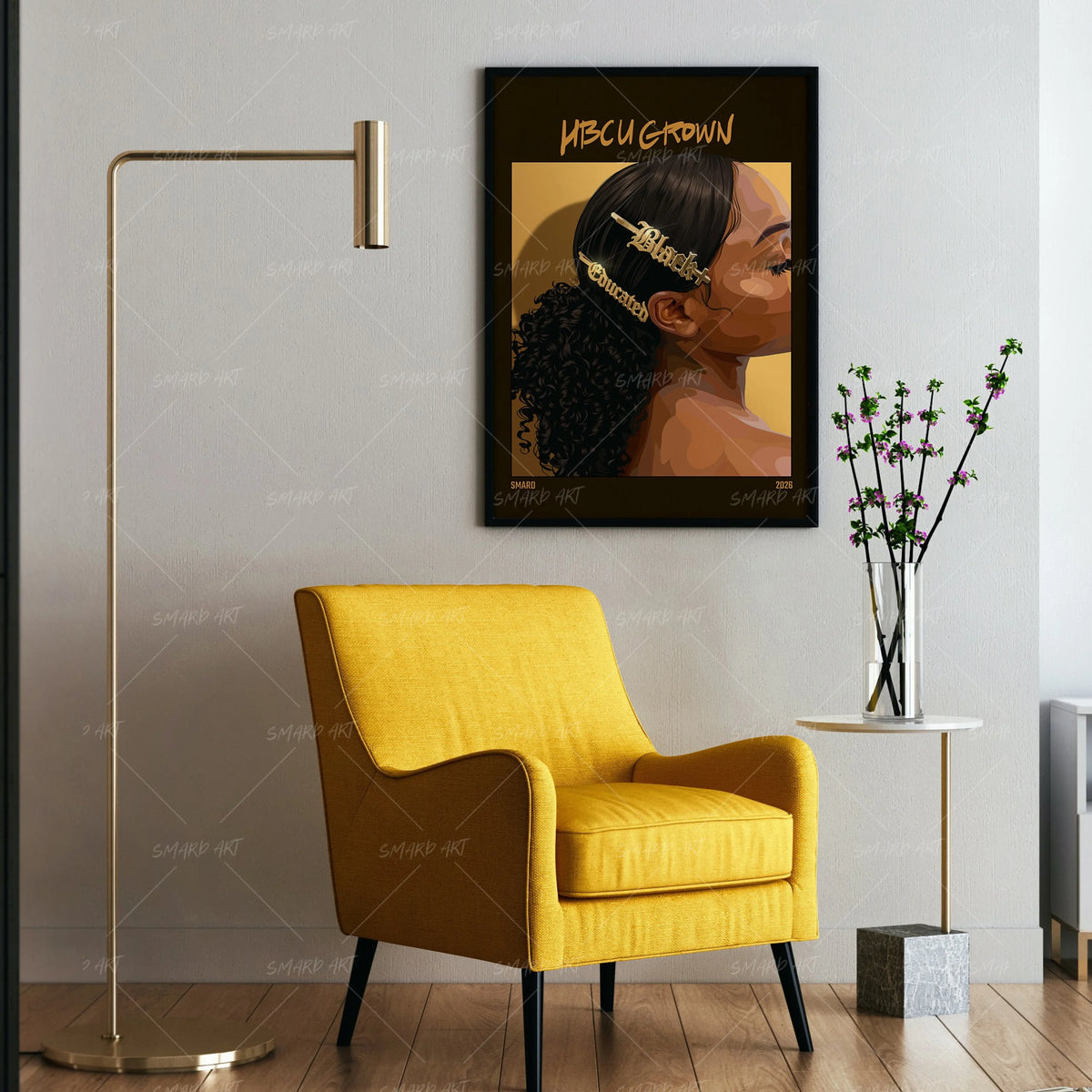 College Accessories-wall art print featuring decorative artistic design suitable for living rooms, offices, and schools by SmardArt. Elevate your space with Black wall art that speaks to culture, identity, and creativity. At Smard, we celebrate artistry made with melanin, bringing powerful and inspiring designs to life.