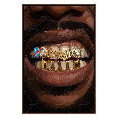 Congo Grillz-wall art print featuring decorative artistic design suitable for living rooms, offices, and schools by SmardArt. Elevate your space with Black wall art that speaks to culture, identity, and creativity. At Smard, we celebrate artistry made with melanin, bringing powerful and inspiring designs to life.